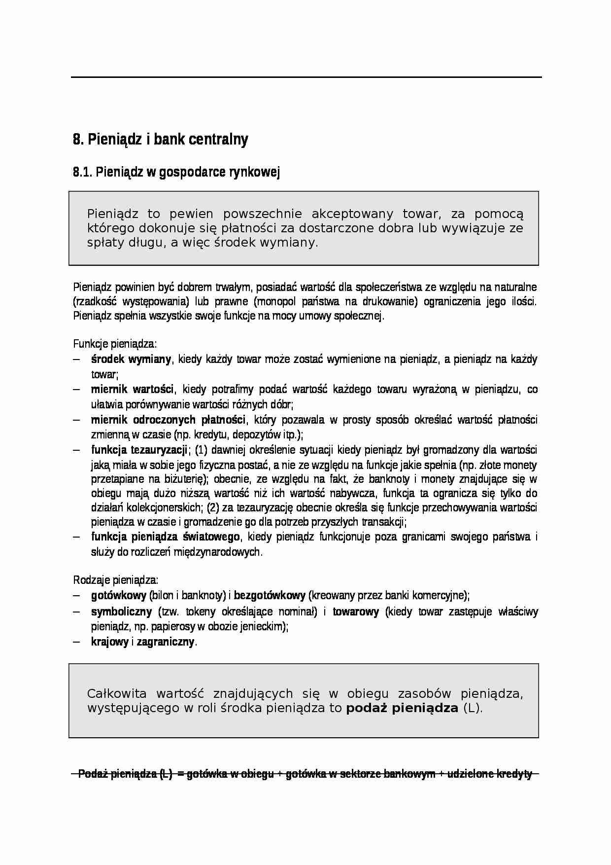 pieniądz i bank centralny - wykład - strona 1