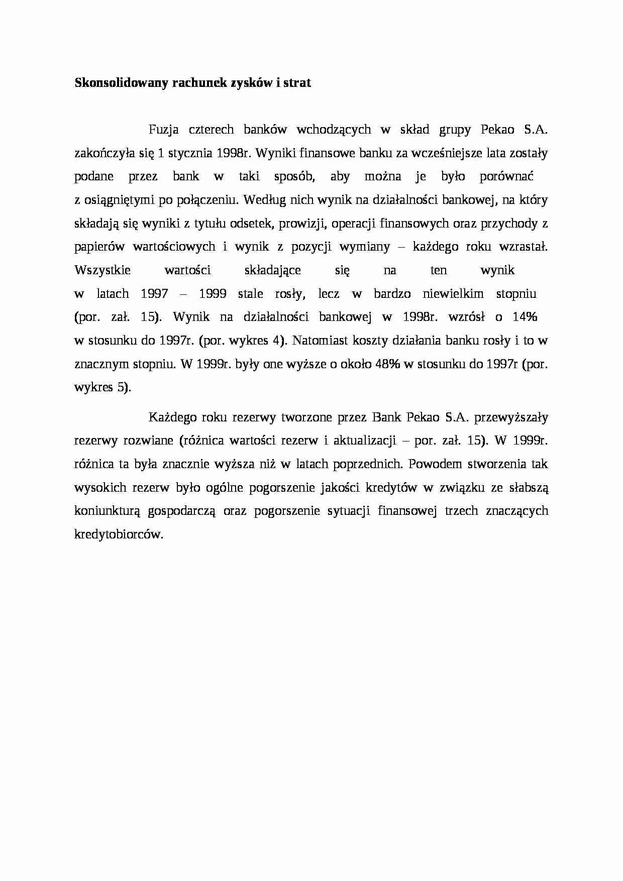 Wykład - rachunek zysków i strat w Pekao SA - strona 1
