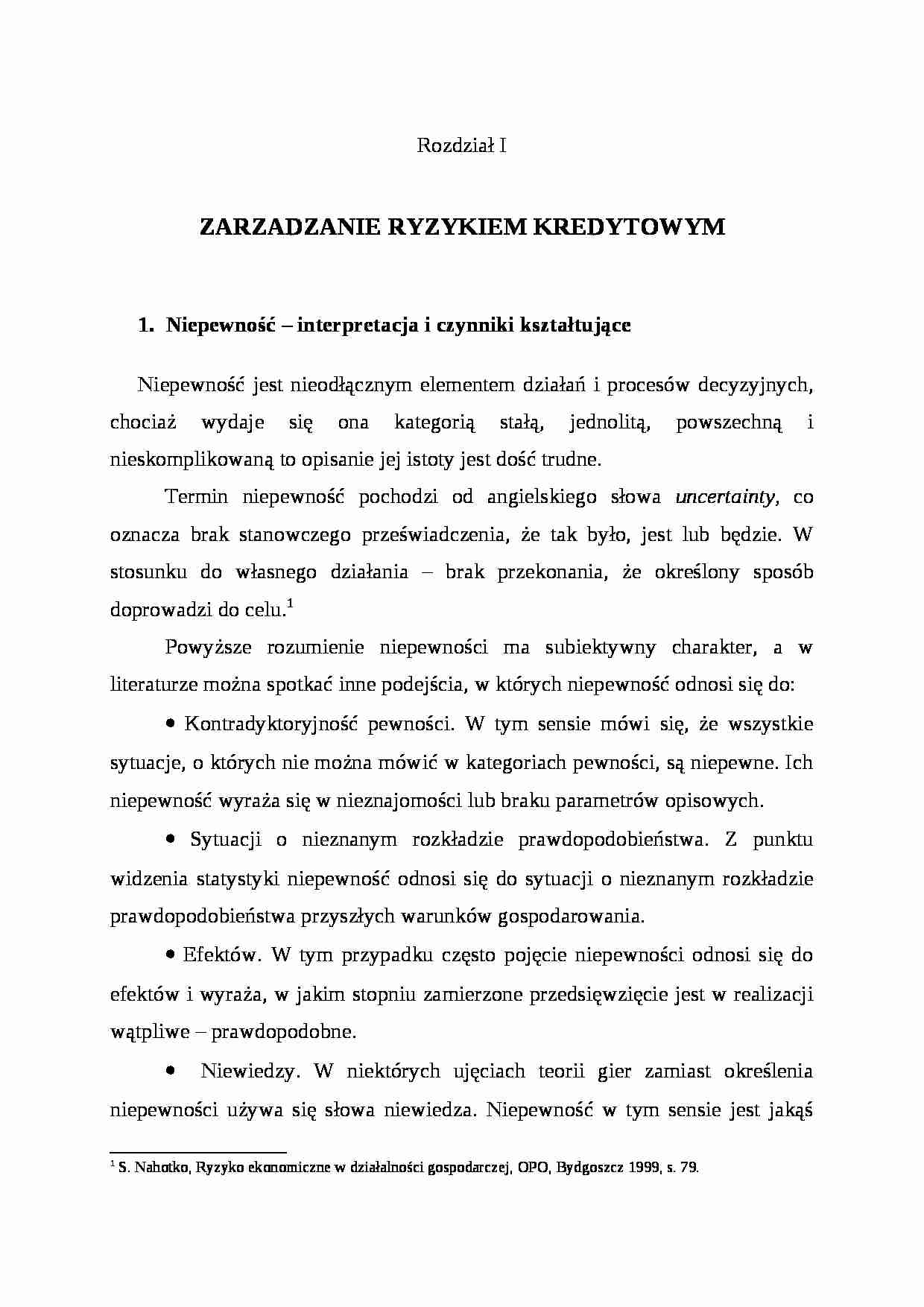 Wykład - ryzyko kredytowe - strona 1