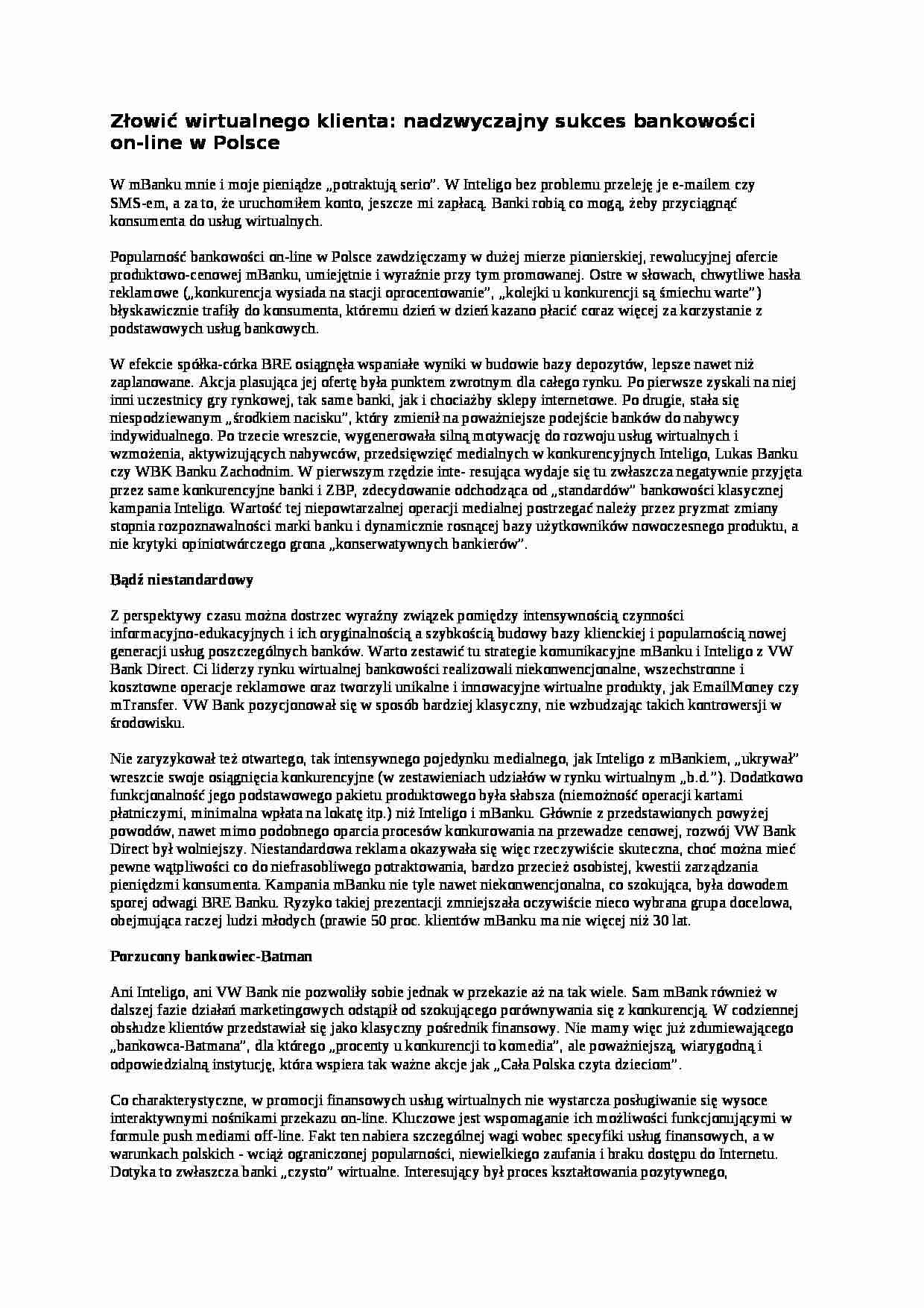 Wykład - sukces bankowości online w Polsce - strona 1