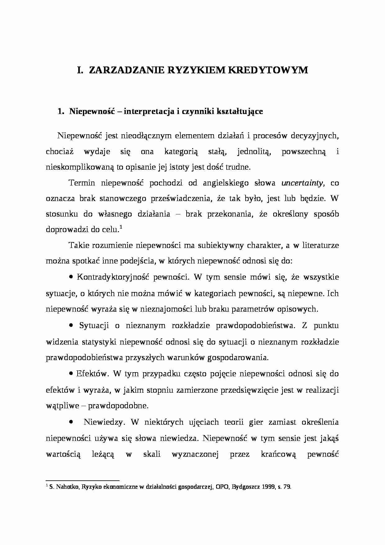 Wykład - zarządzanie ryzykiem kredytowym - strona 1