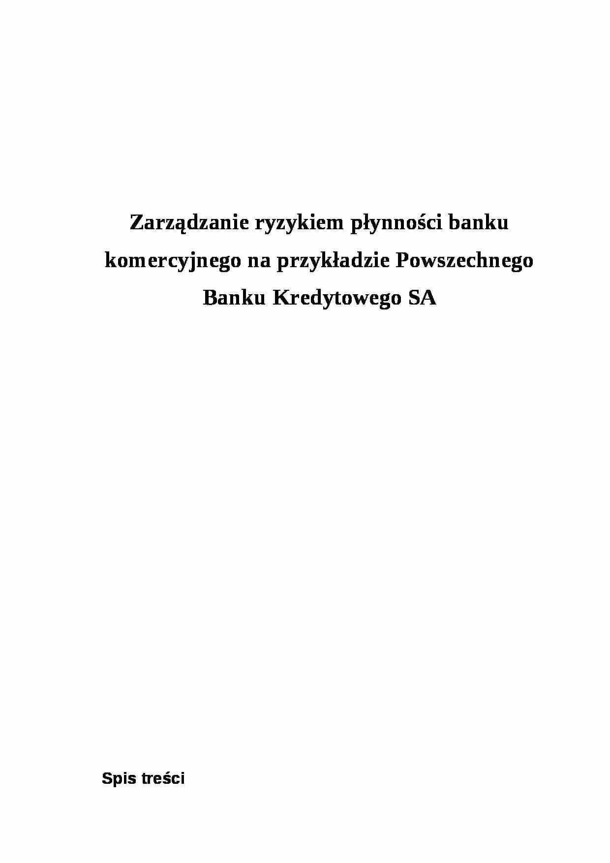 Wykład - zarządzanie ryzykiem płynności banku komercyjnego - strona 1