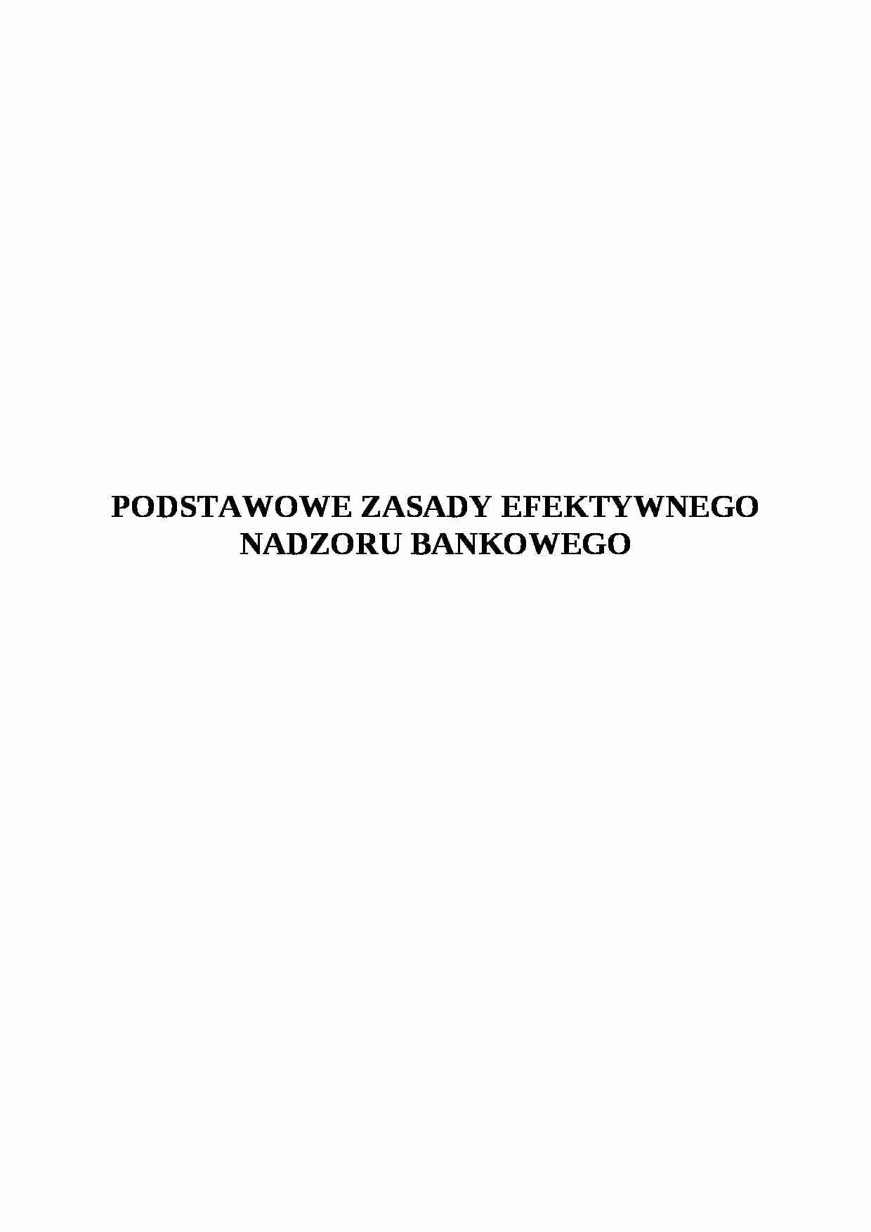 Wykład - zasady efektywnego nadzoru bankowego - strona 1