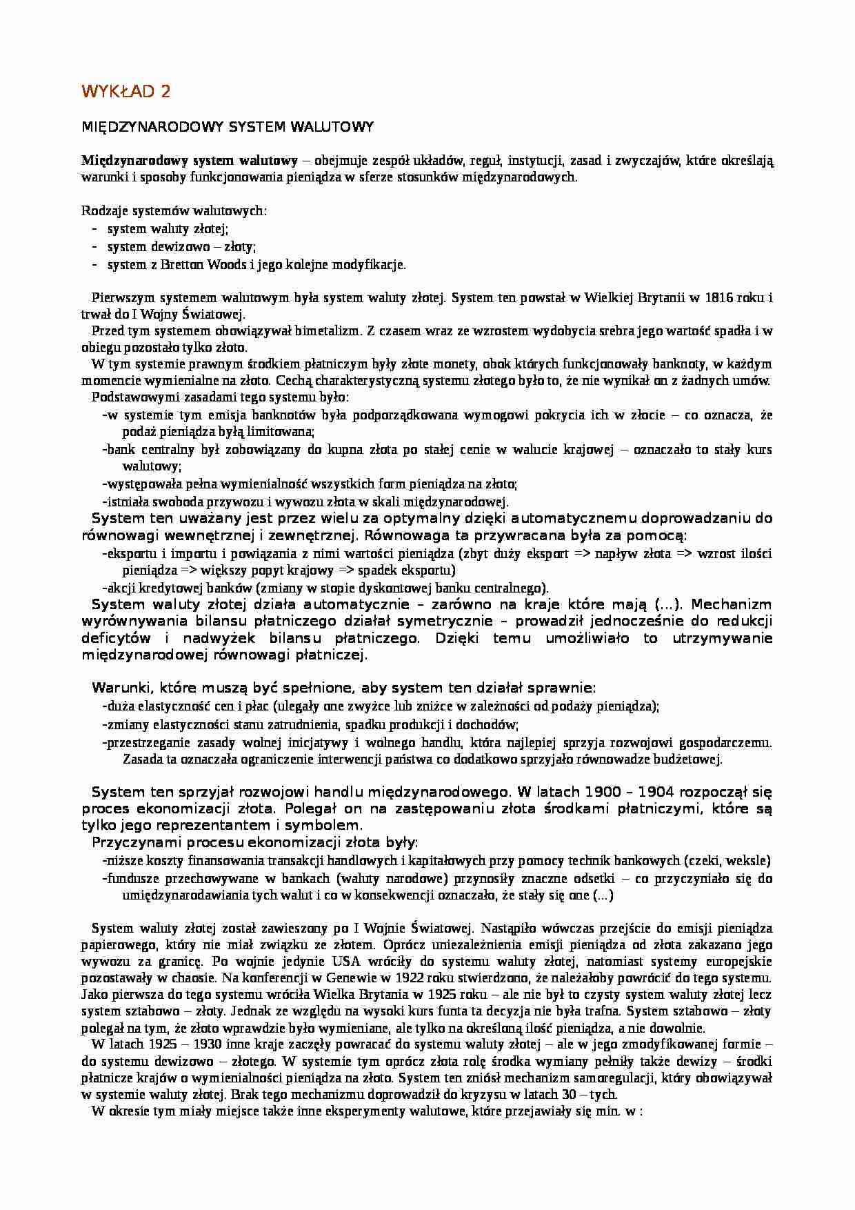 Wykład - międzynarodowy system walutowy - strona 1