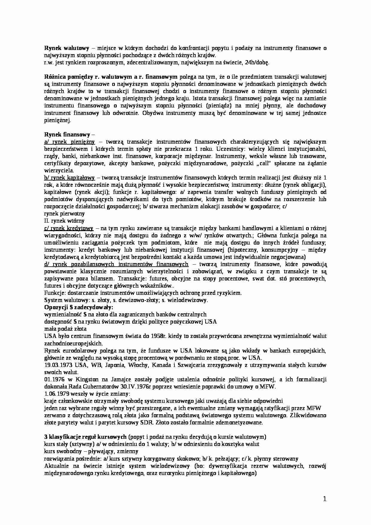 Finanse międzynarodowe - wykład - strona 1