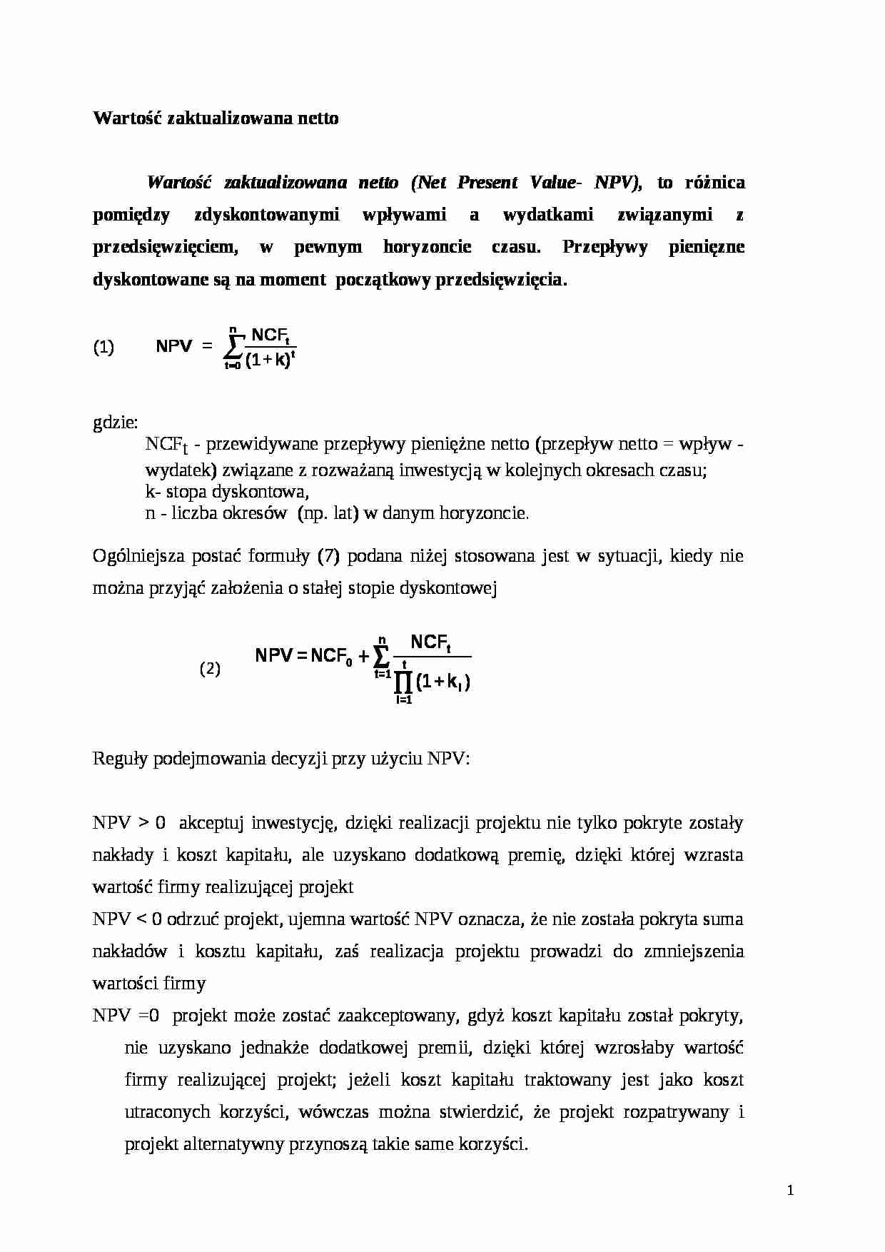Funkcje finansowe - wykład - strona 1