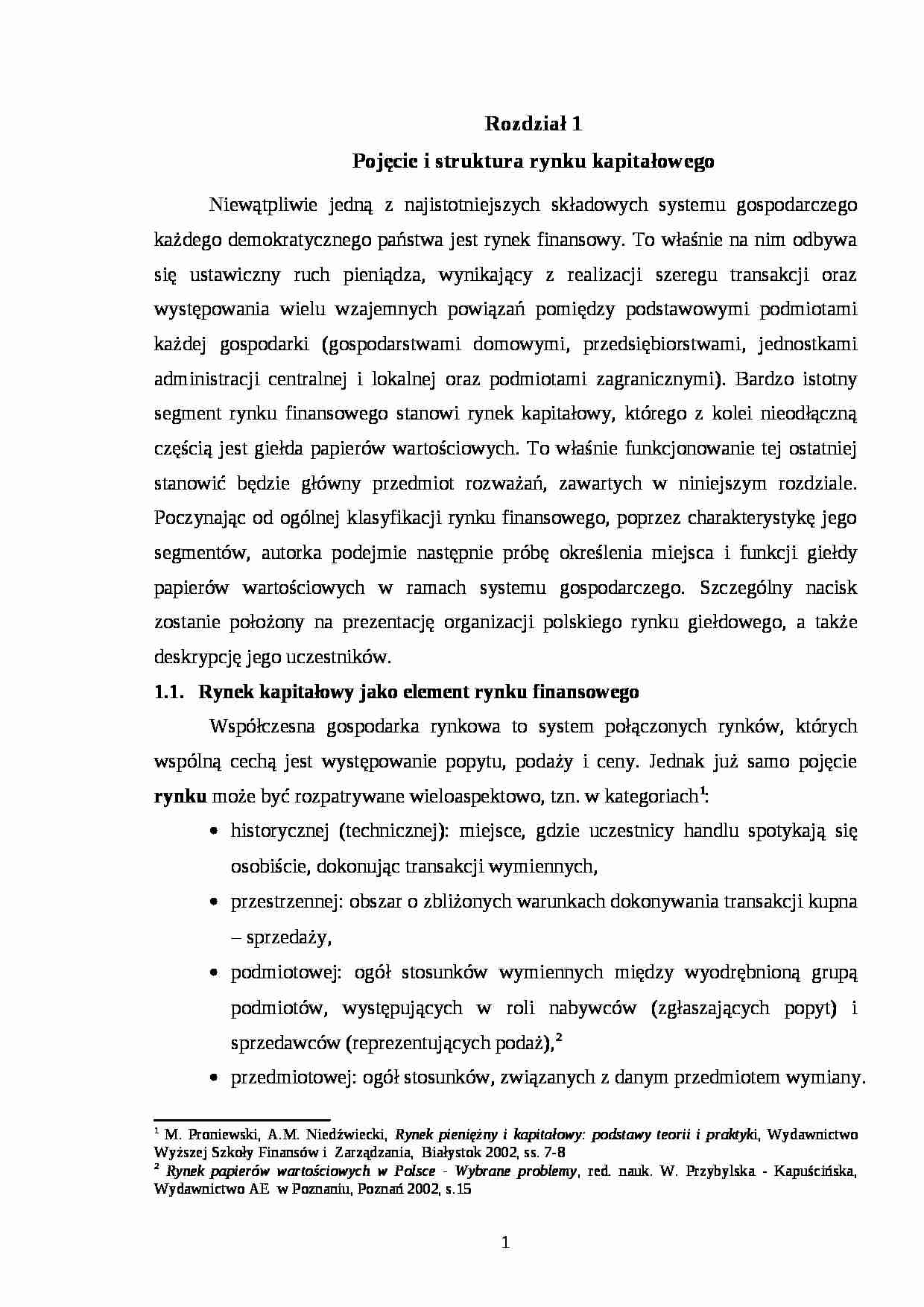 Funkcjonowanie rynku kapitałowego - wykład - strona 1