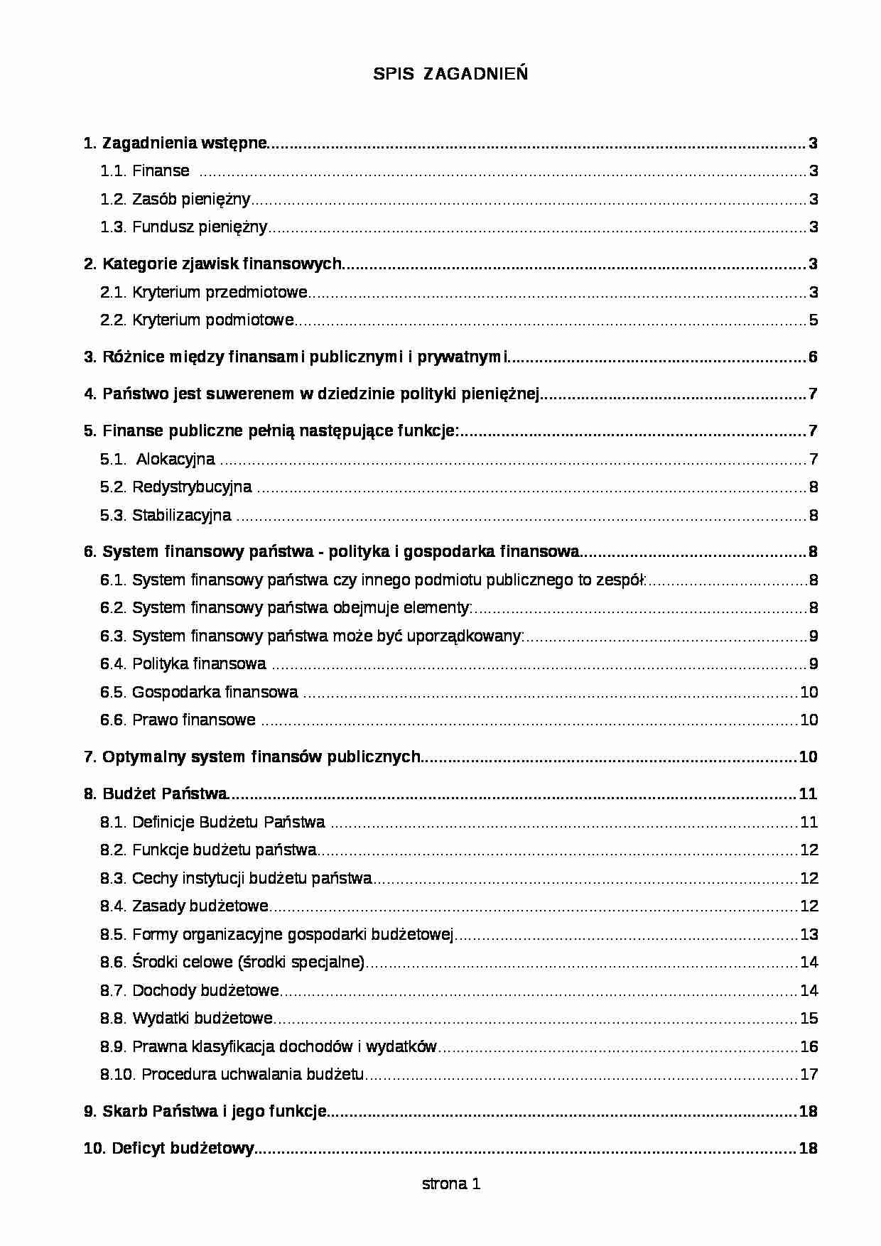 Najważniejsze zagadnienia finansów - wykład - strona 1