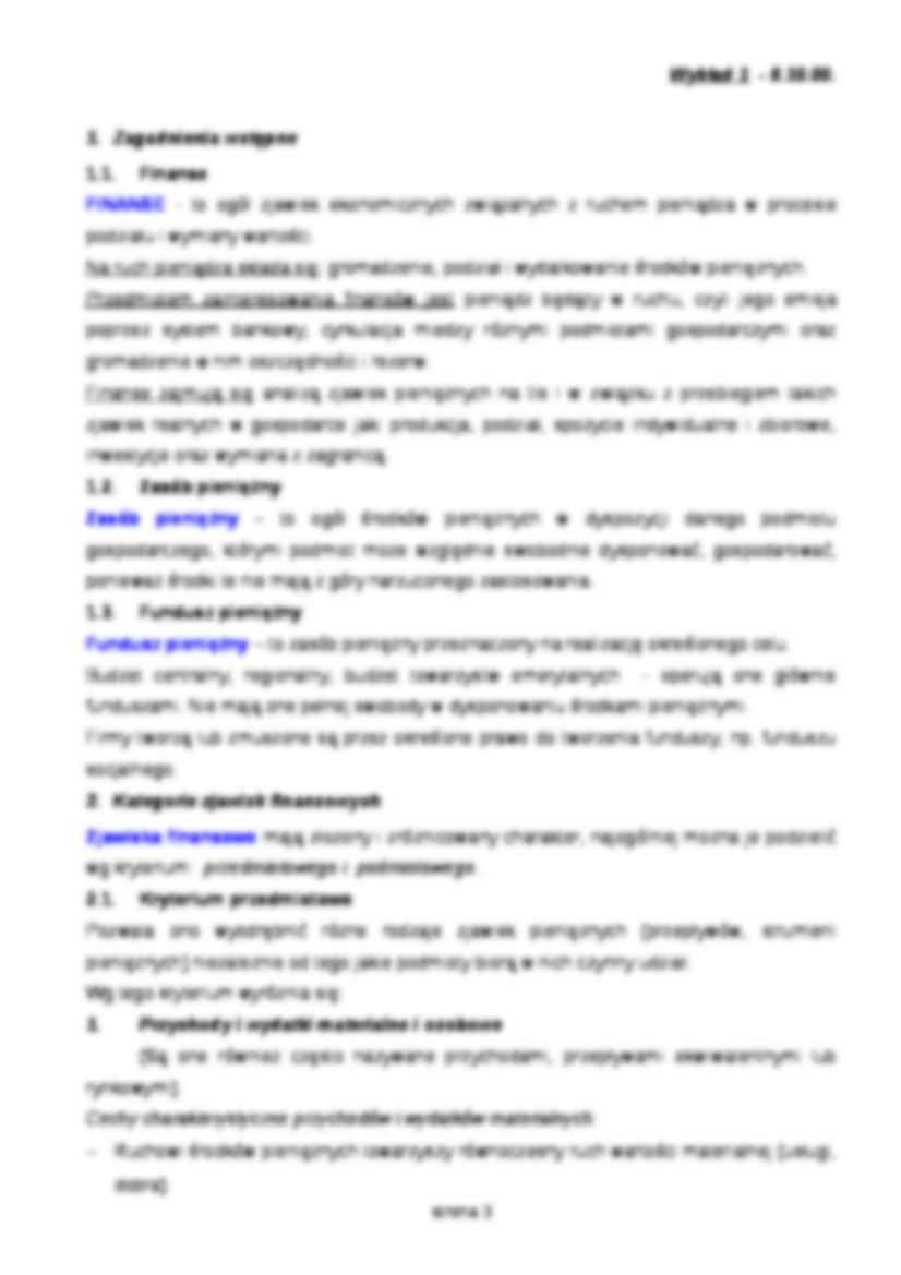 Najważniejsze zagadnienia finansów - wykład - strona 3