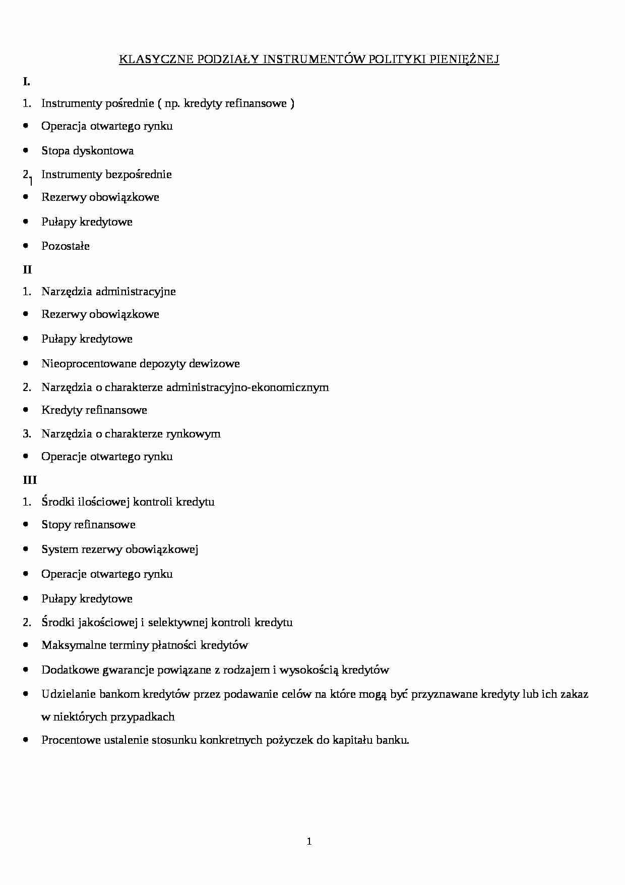 Pieniądz i finanse - wykład - strona 1