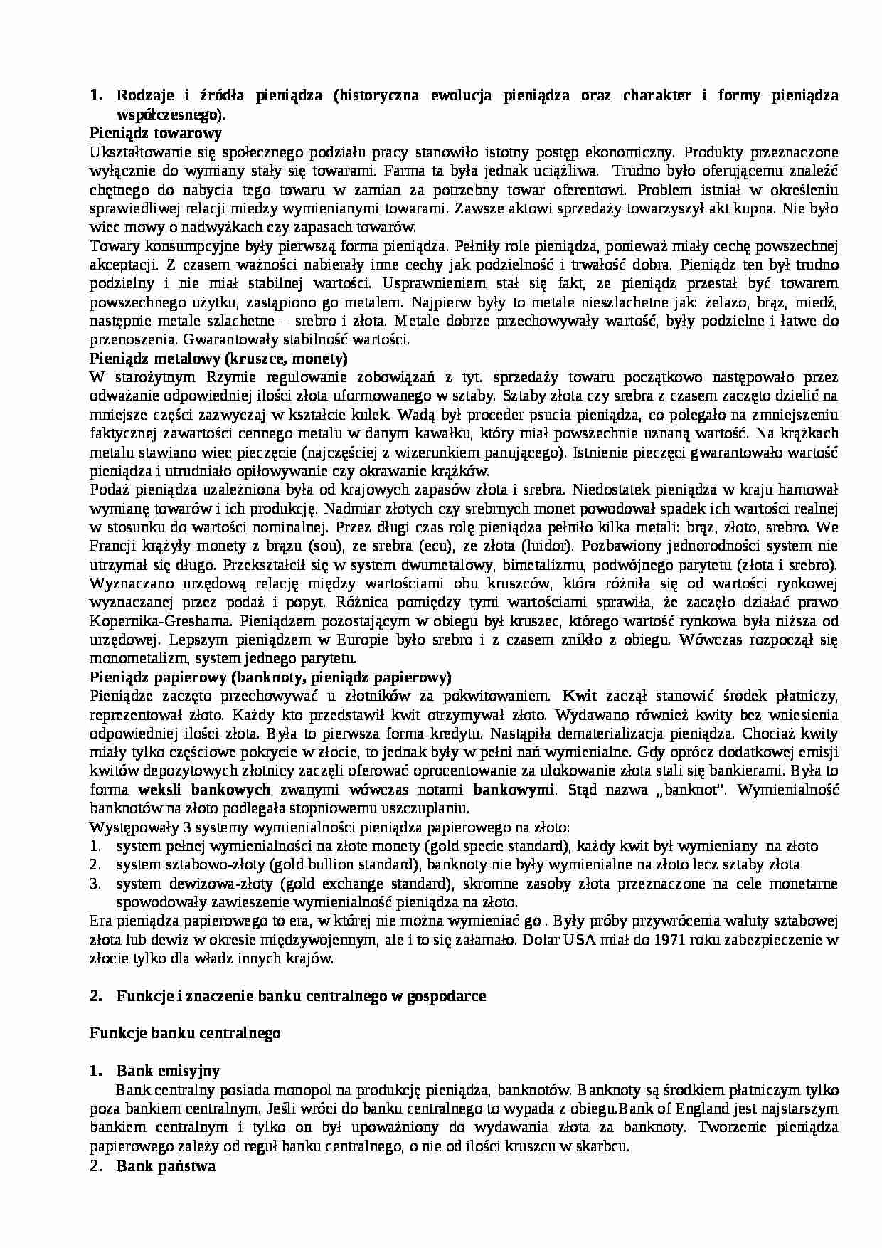 Polityka pieniężna - wykład - strona 1