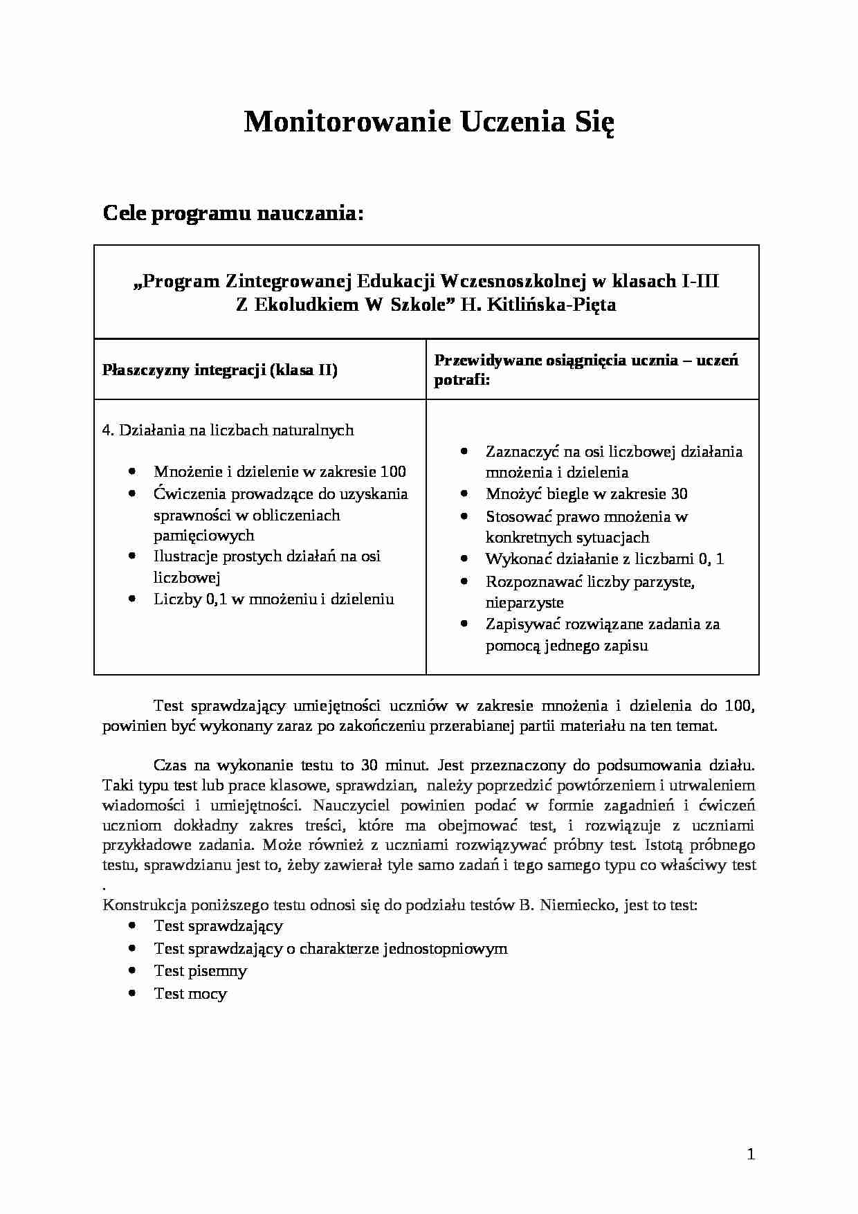 Monitorowanie uczenia się - praca zaliczeniowa - strona 1