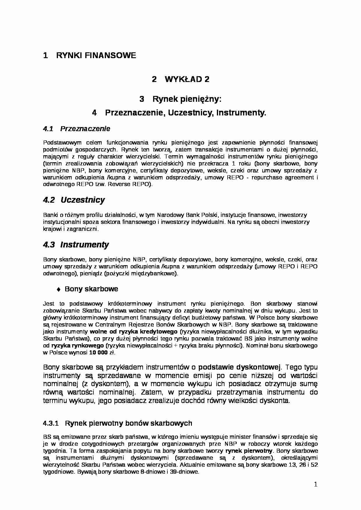 Rynki finansowe - wykład - strona 1
