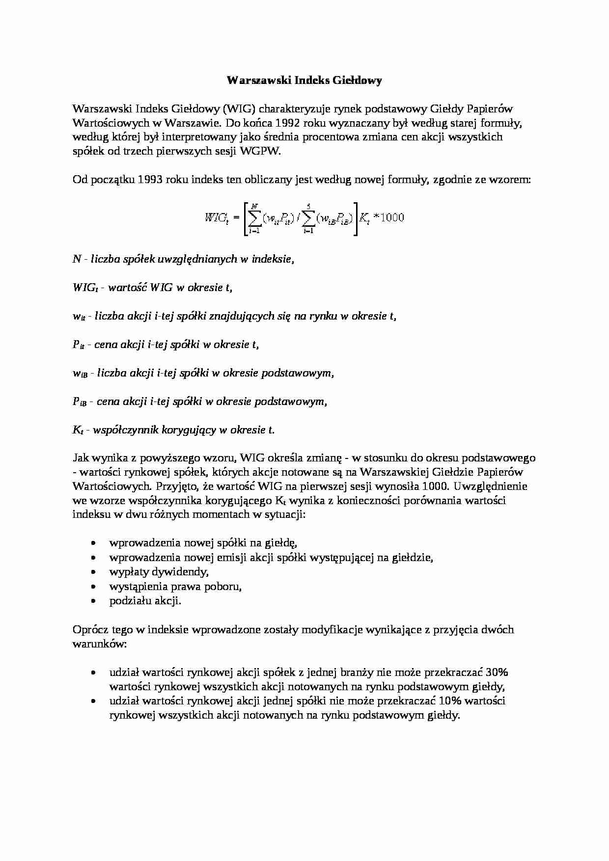 Warszawski indeks giełdowy - wykład - strona 1