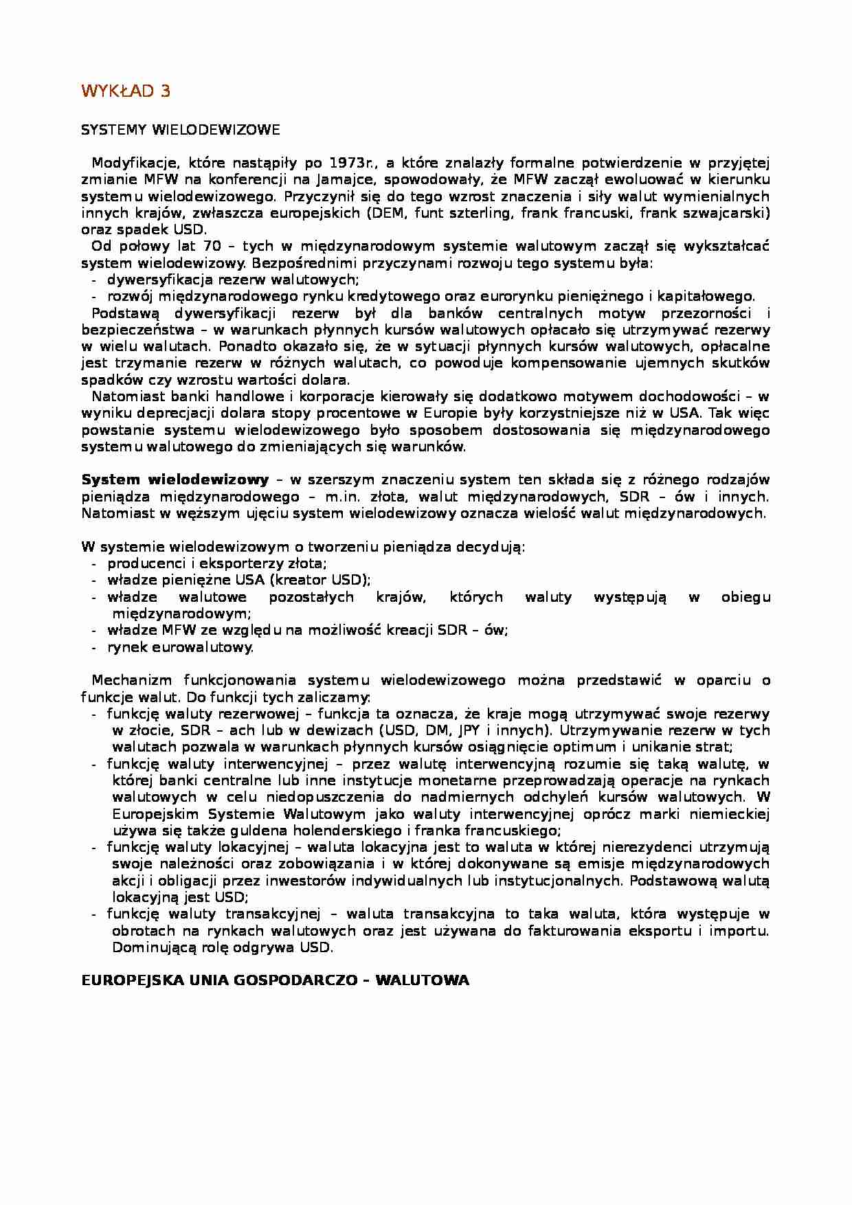 Wykład - systemy wielodewizowe - strona 1