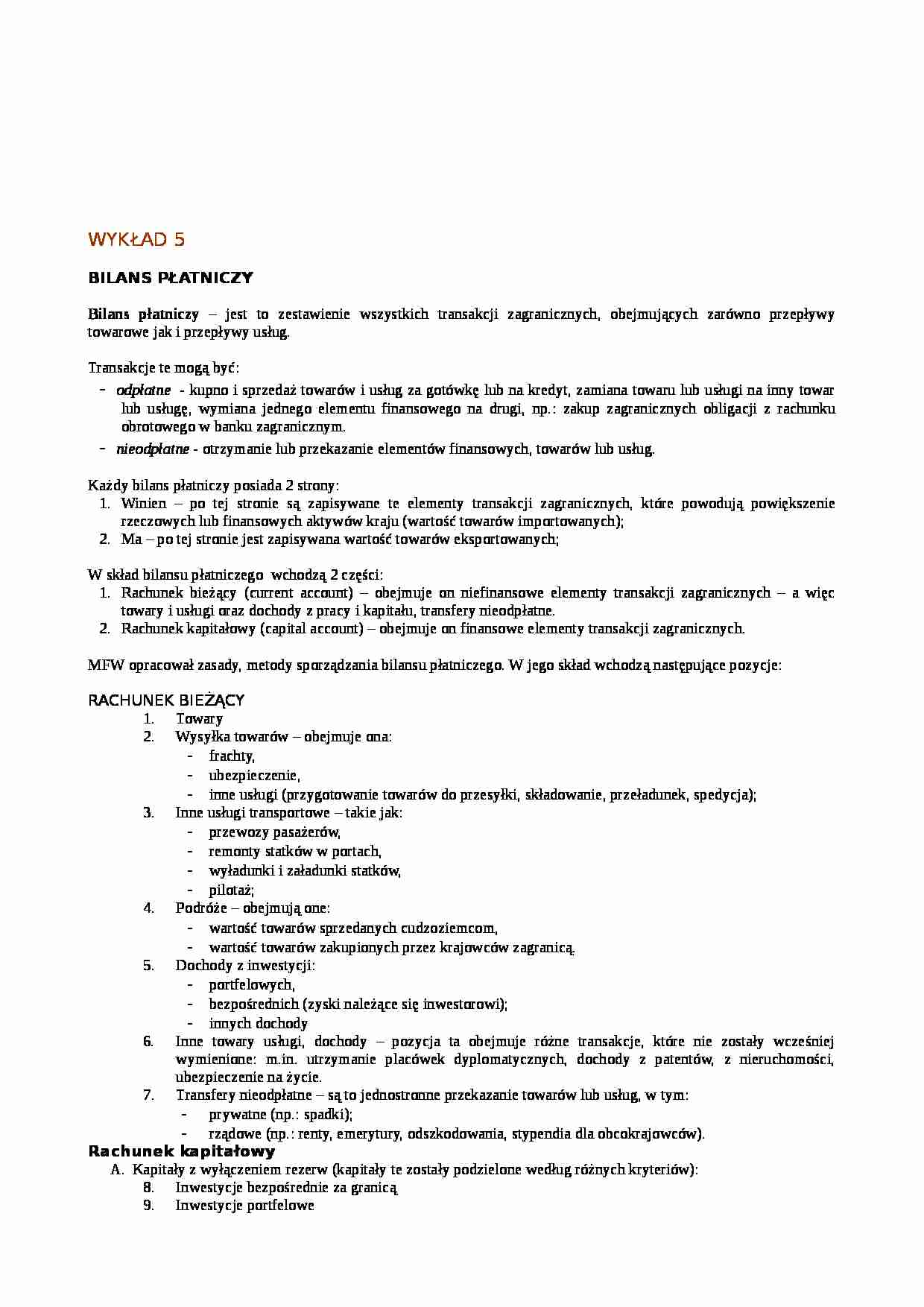 Wykład - bilans płatniczy - strona 1