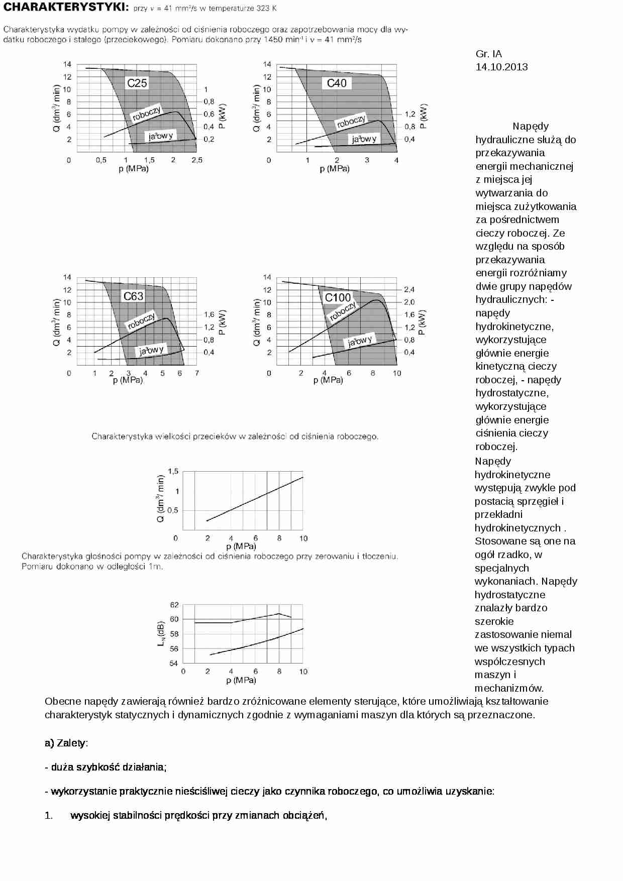 Sprawozdanie napedy  - Napęd hydrauliczny - strona 1