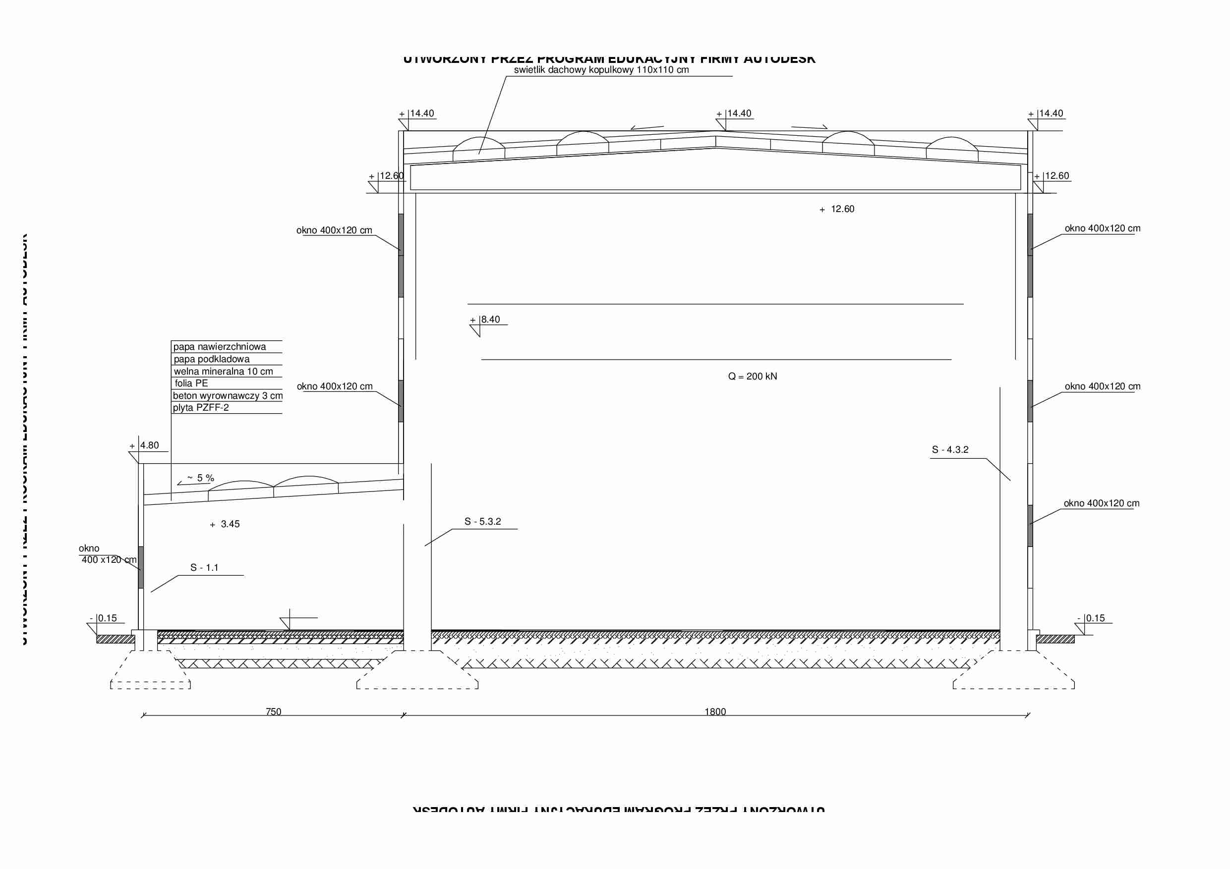przekrój poprzeczny hali - strona 1