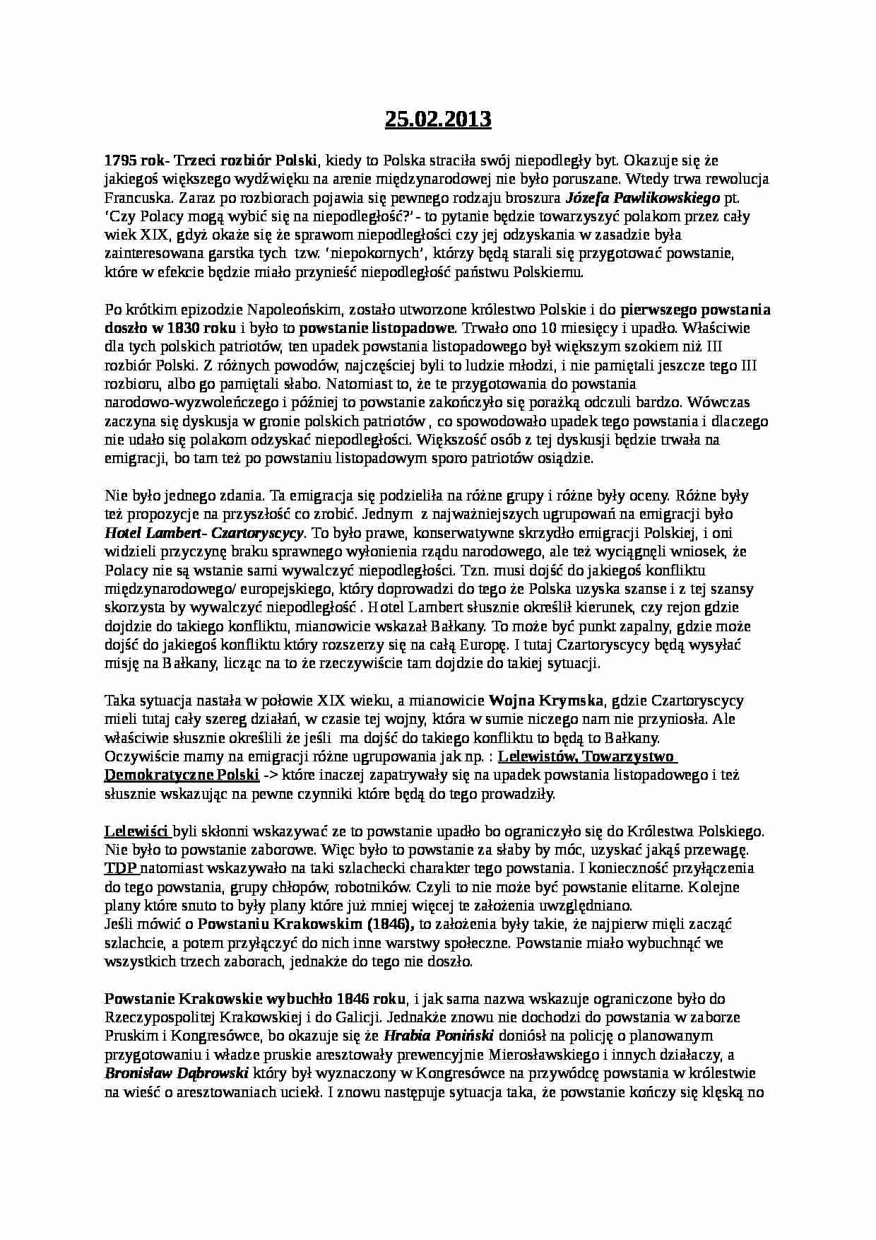 Historia Polityczna Polski XX wieku - wykład - strona 1