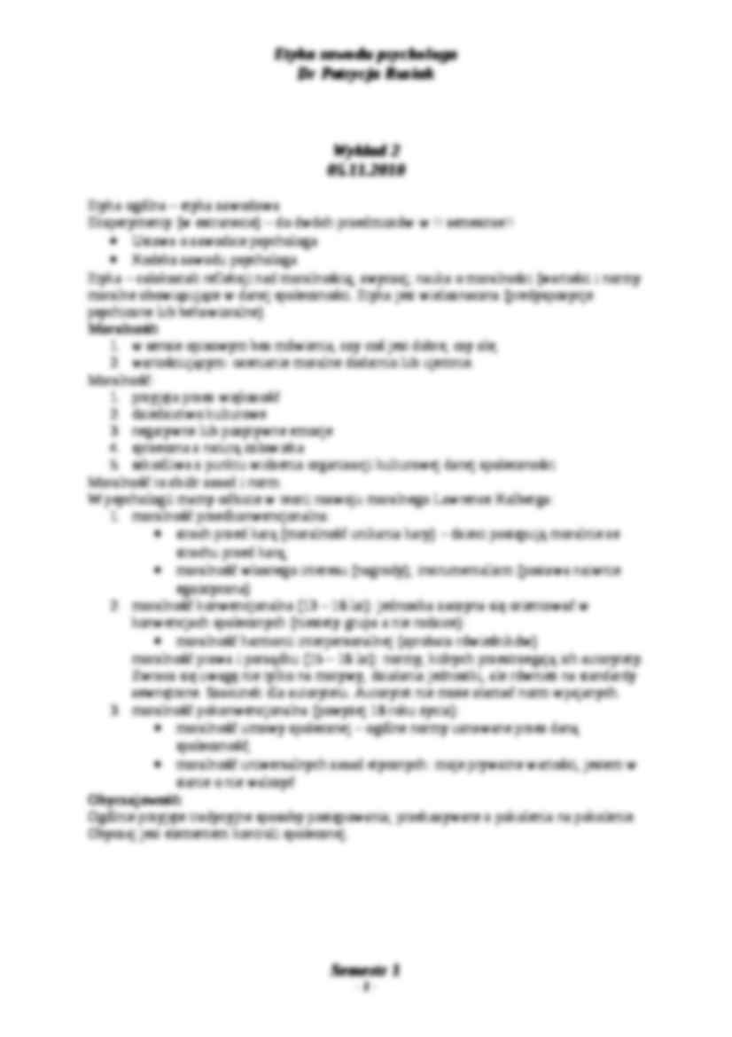 Wykłady - semestr 1 Etyka zawodu psychologa - strona 3