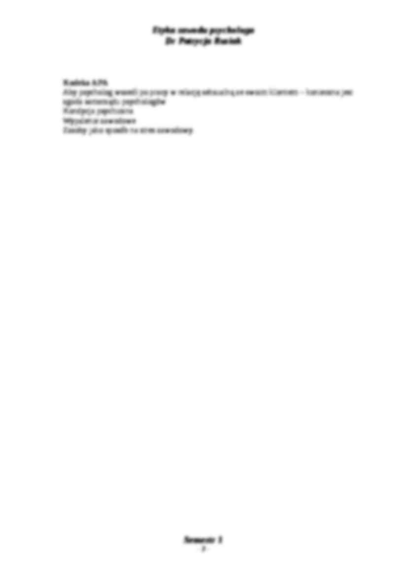 Wykłady - semestr 1 Etyka zawodu psychologa - strona 2