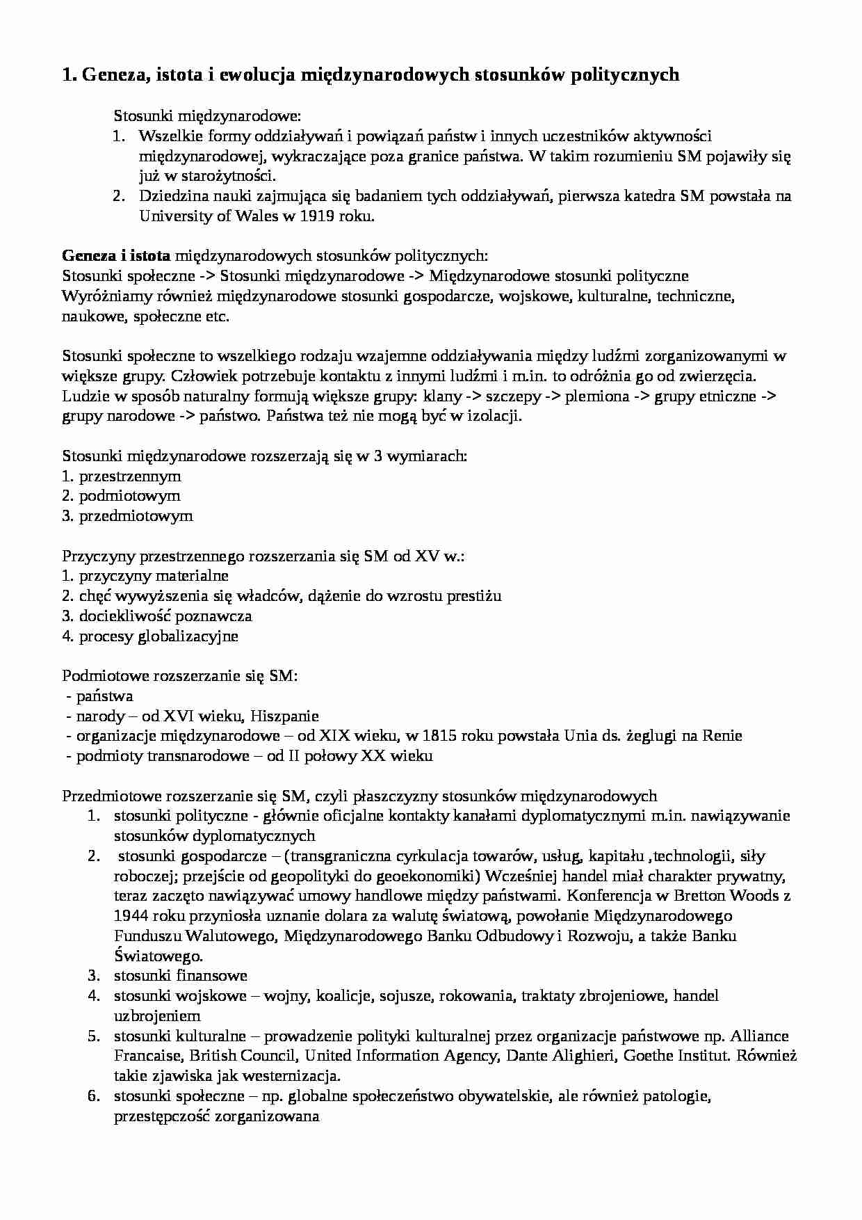 skrypt - międzynarodowe stosunki polityczne  - Organizacja międzynarodowa - strona 1