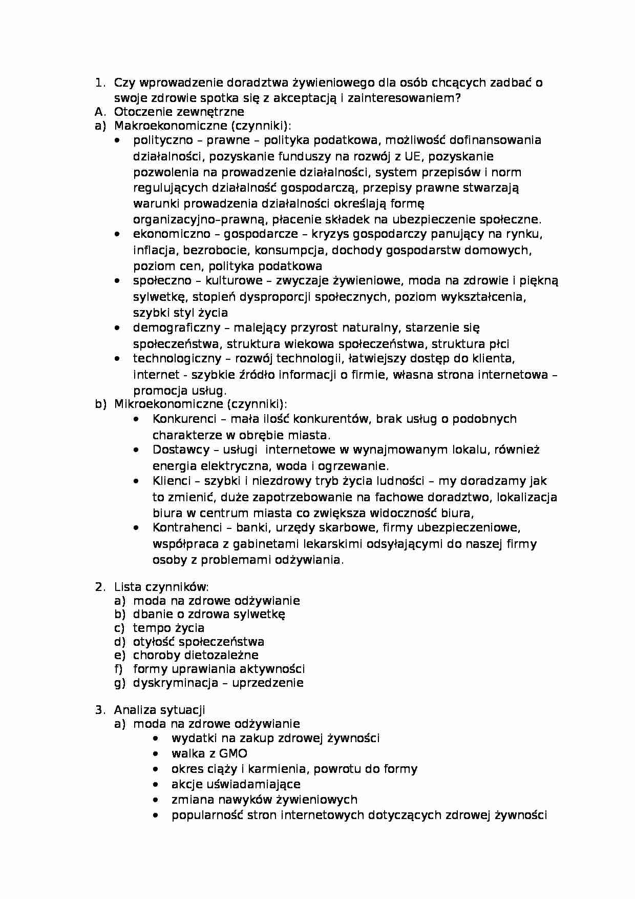 Projekt doradztwo żywieniowe - Konsultant - strona 1