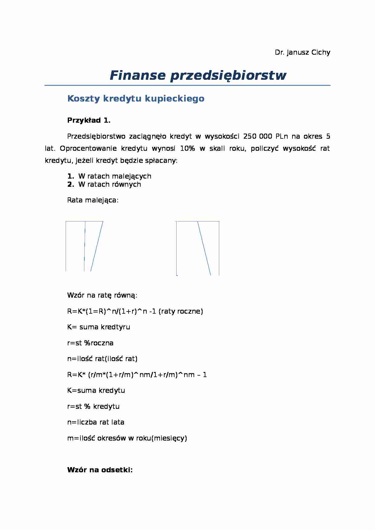 Finanse Przedsiębiorstw  - Przedsiębiorstwo - strona 1