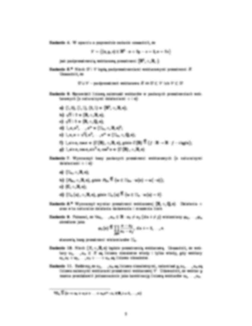 Zestaw zadań  - Przestrzeń liniowa - strona 2