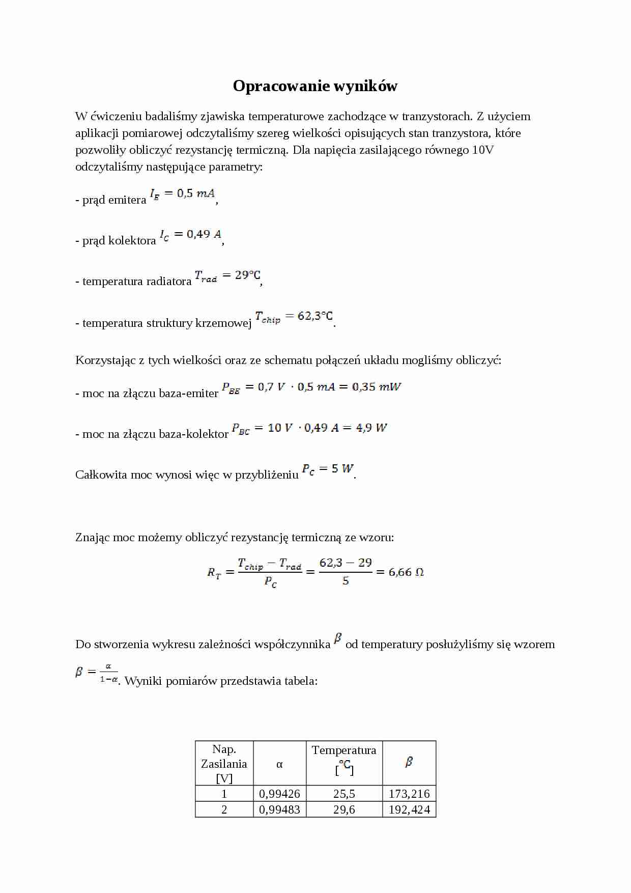 Zjawiska temperaturowe w tranzystorach - strona 1