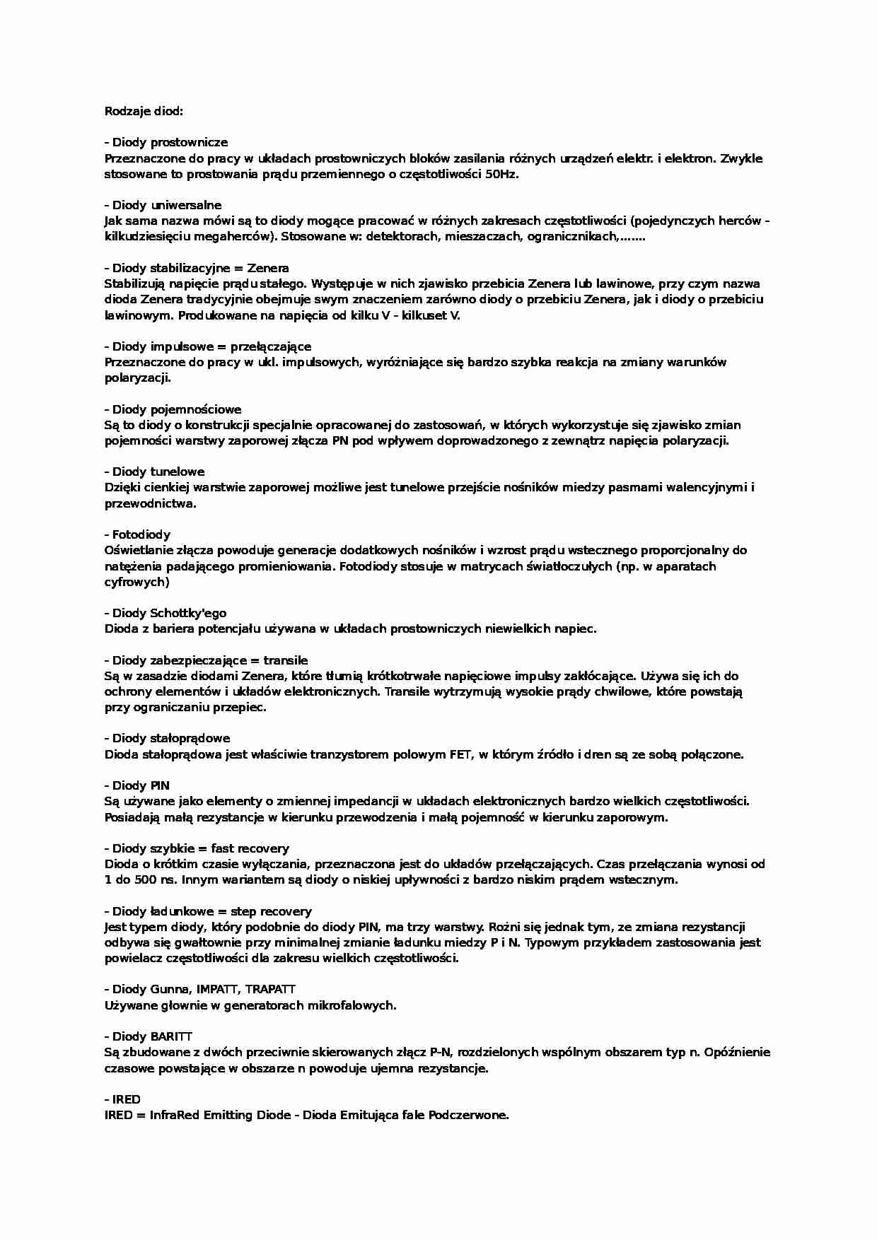 Rodzaje diod - strona 1