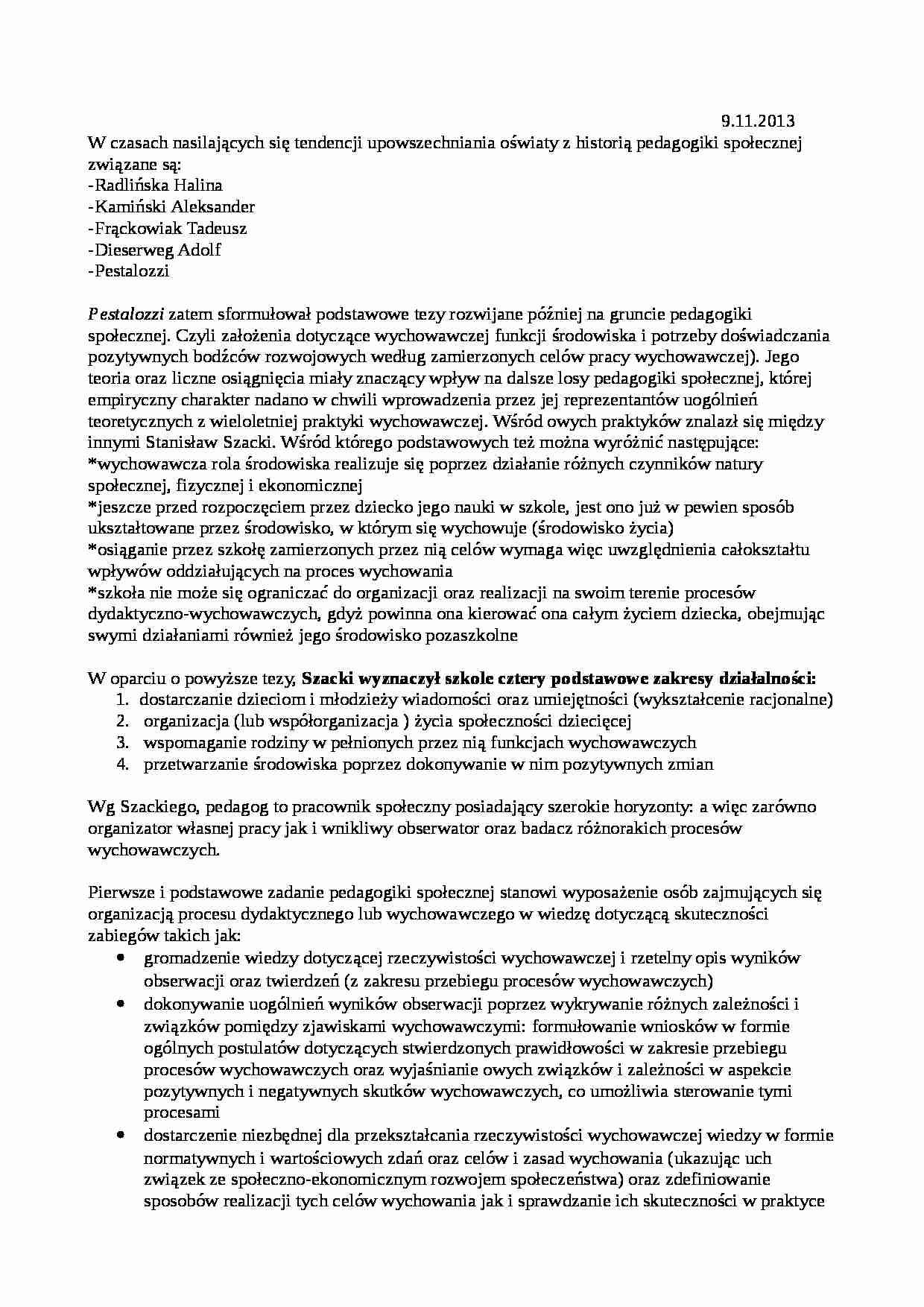 wykład 1. Pedagogika społeczna - Dydaktyka - strona 1