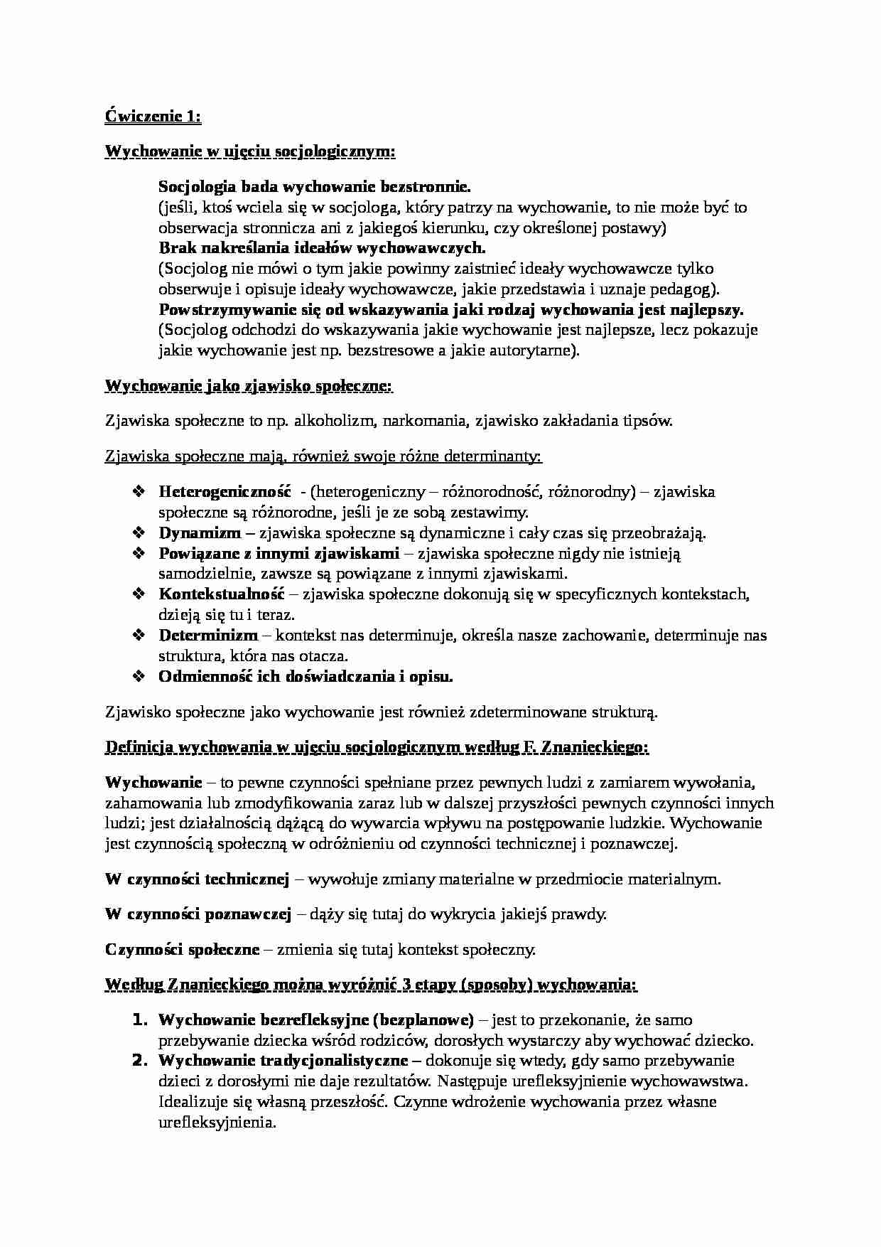 Wychowanie w ujęciu socjologicznym - strona 1