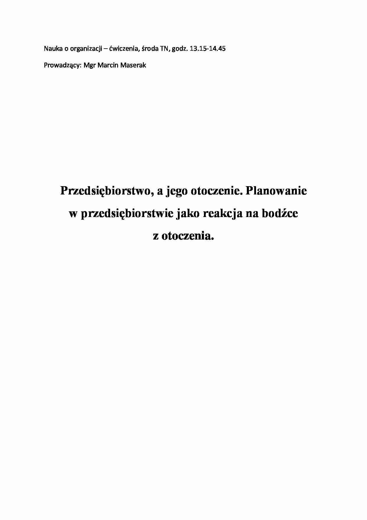 nauka o organizacji - ćwiczenia (referat) - strona 1