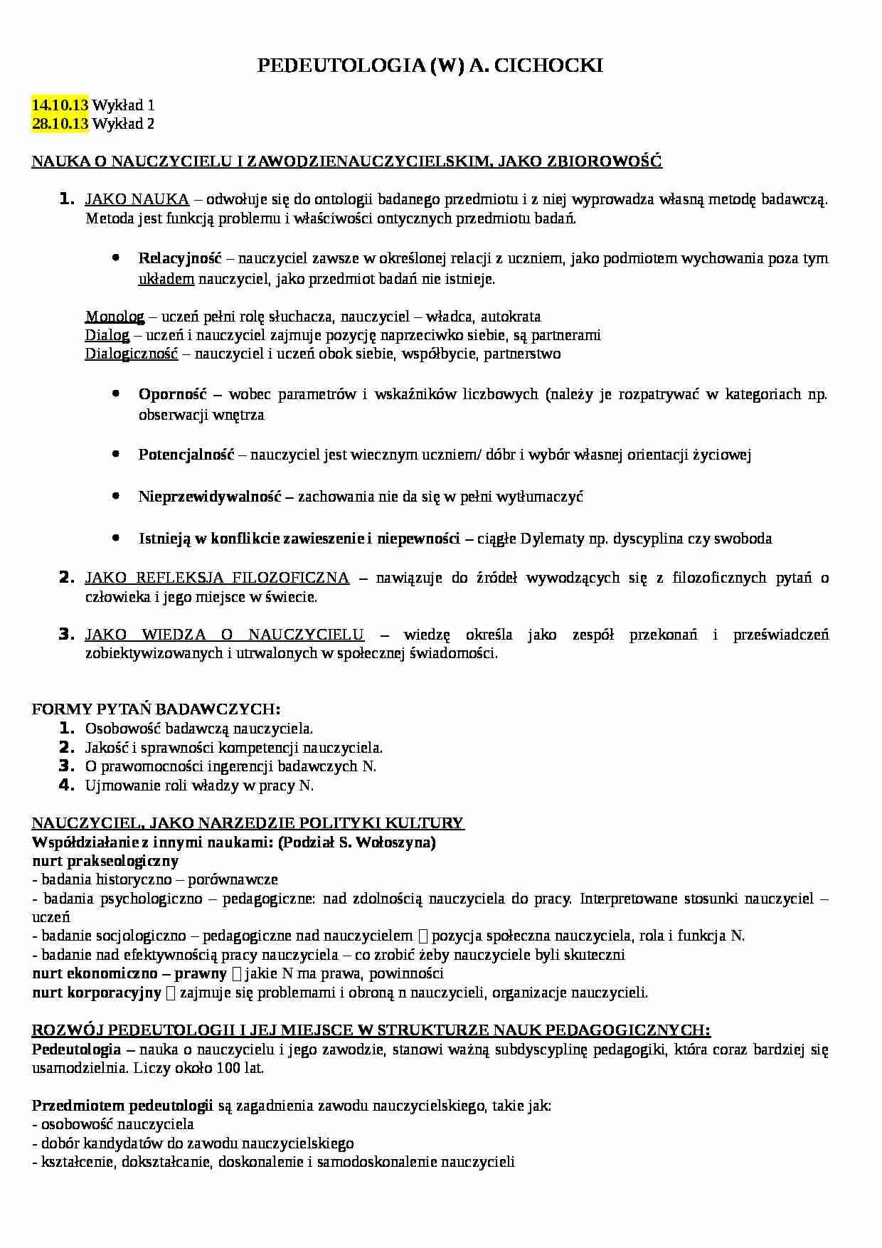 Komplet wykładów - Pedeutologia - strona 1