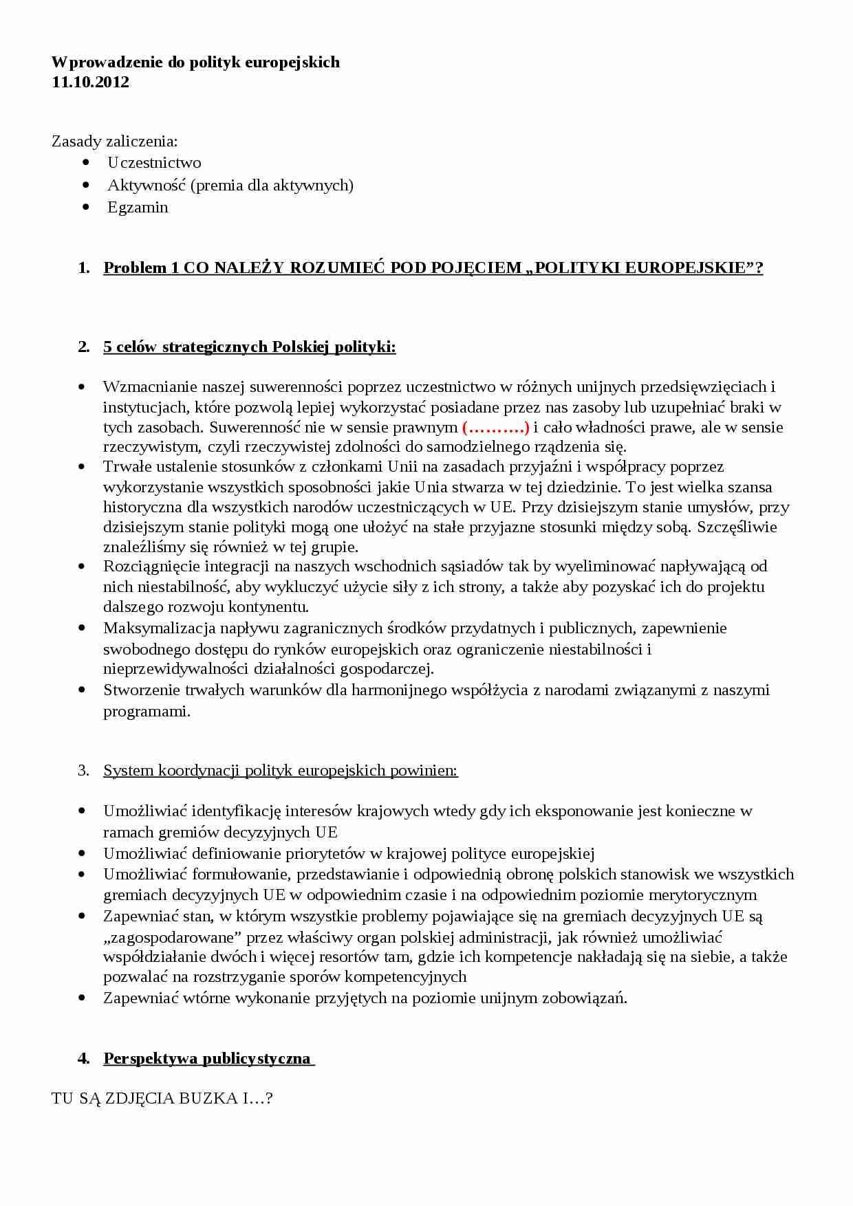 Polityki europejskie - zagadnienia wstępne - strona 1