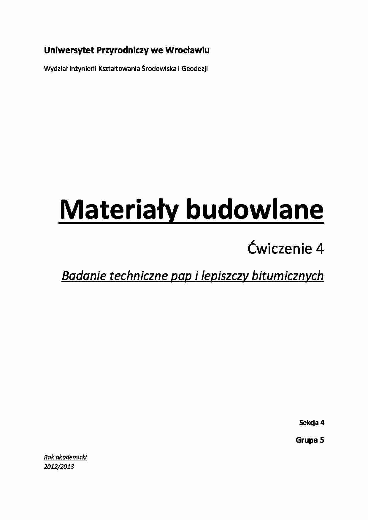 Badanie techniczne pap i lepiszczy bitumicznych - strona 1