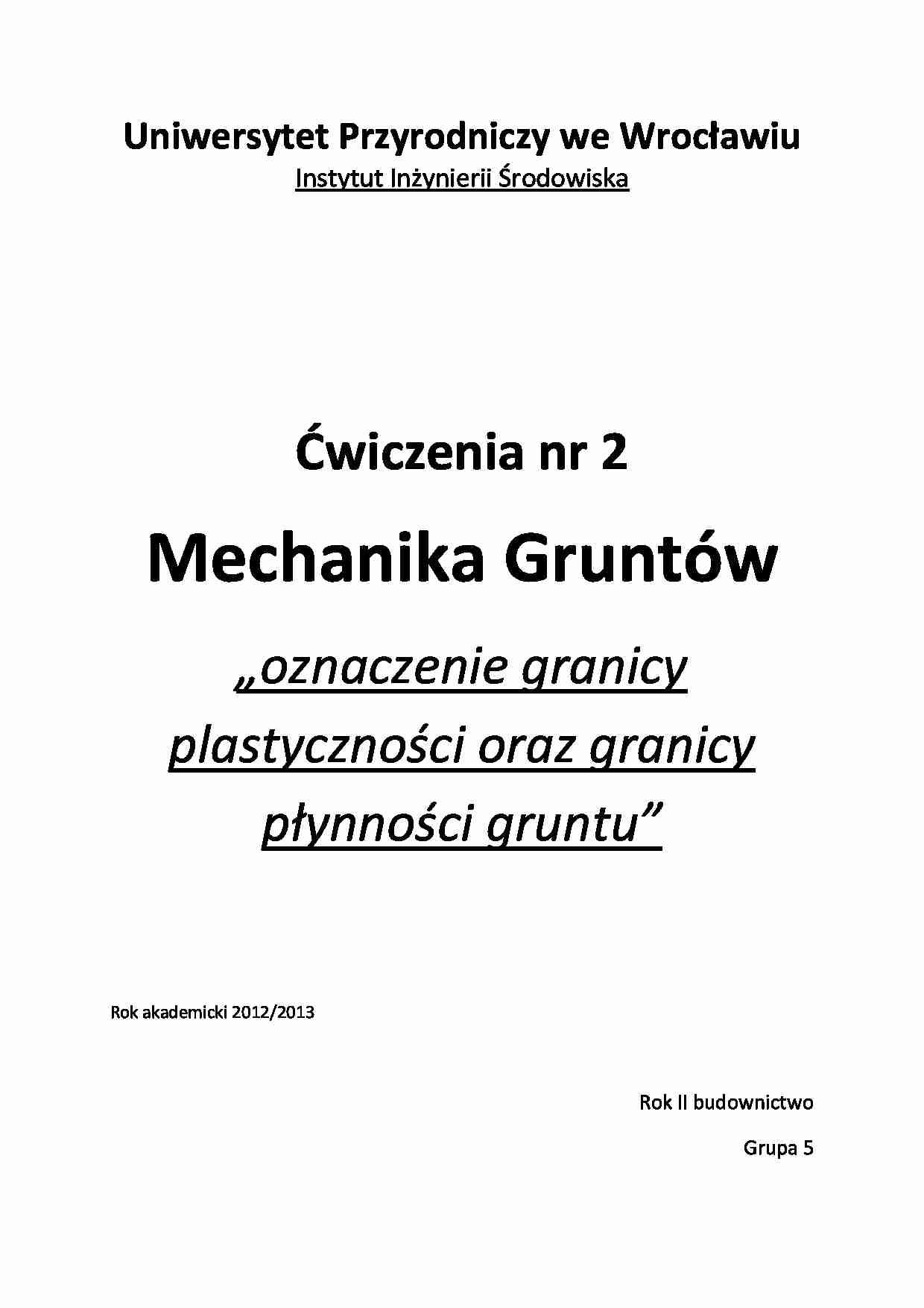 Oznaczanie granicy plastyczności oraz granic płynności gruntu - strona 1
