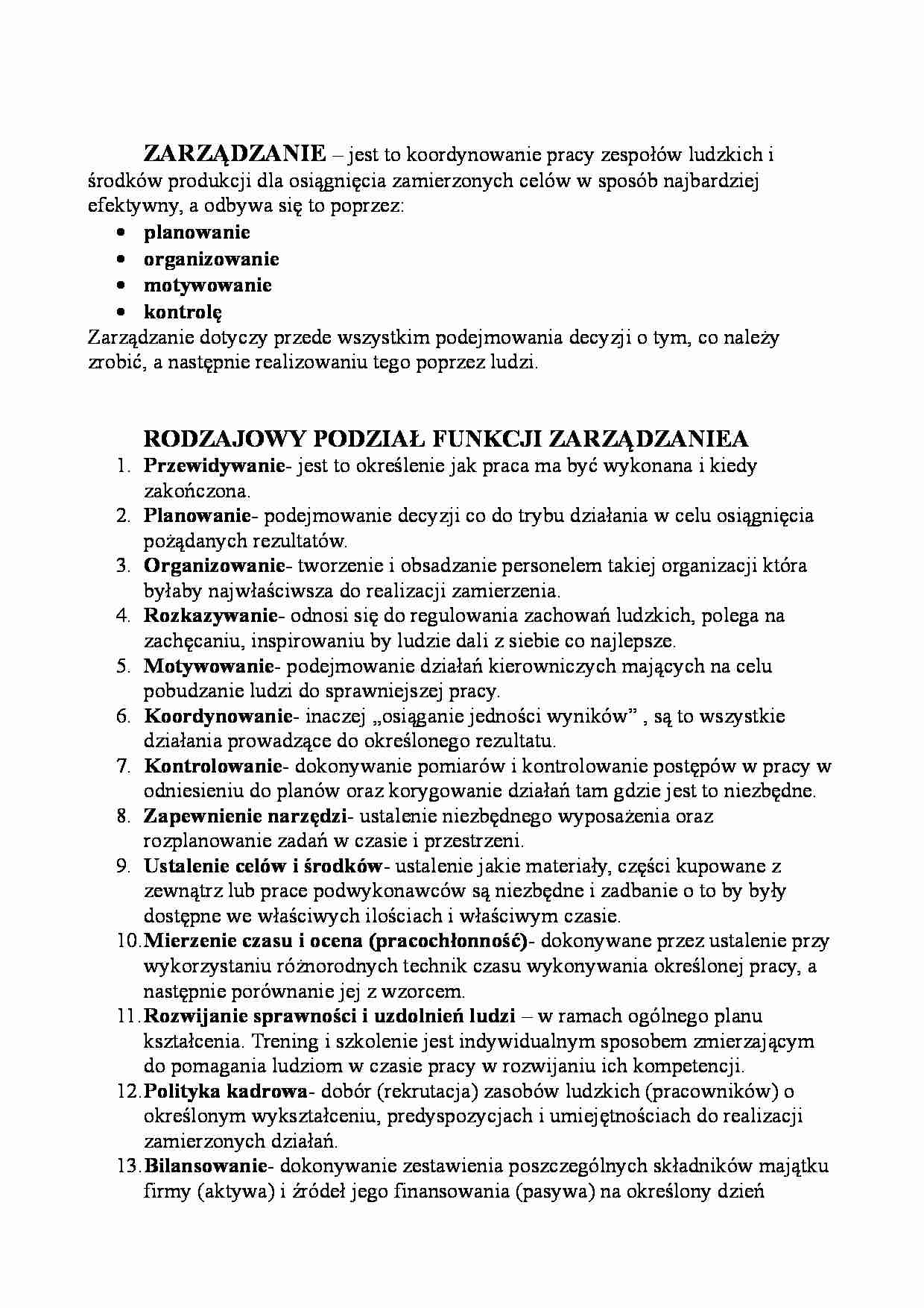 Podstawy zarządzania - strona 1
