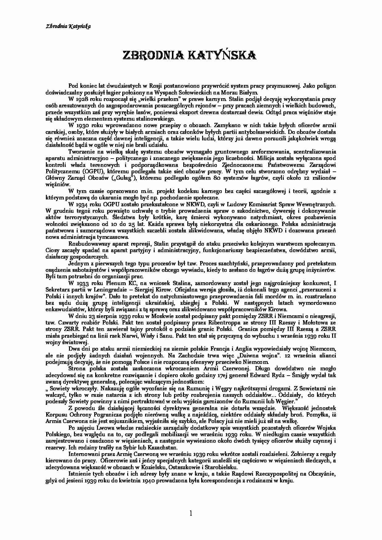 Zbrodnia Katyńska - strona 1