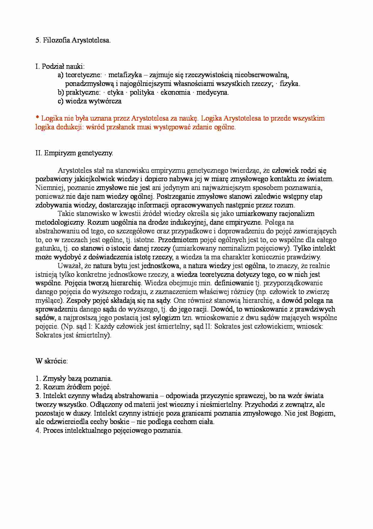 Arystoteles - filozofia - strona 1