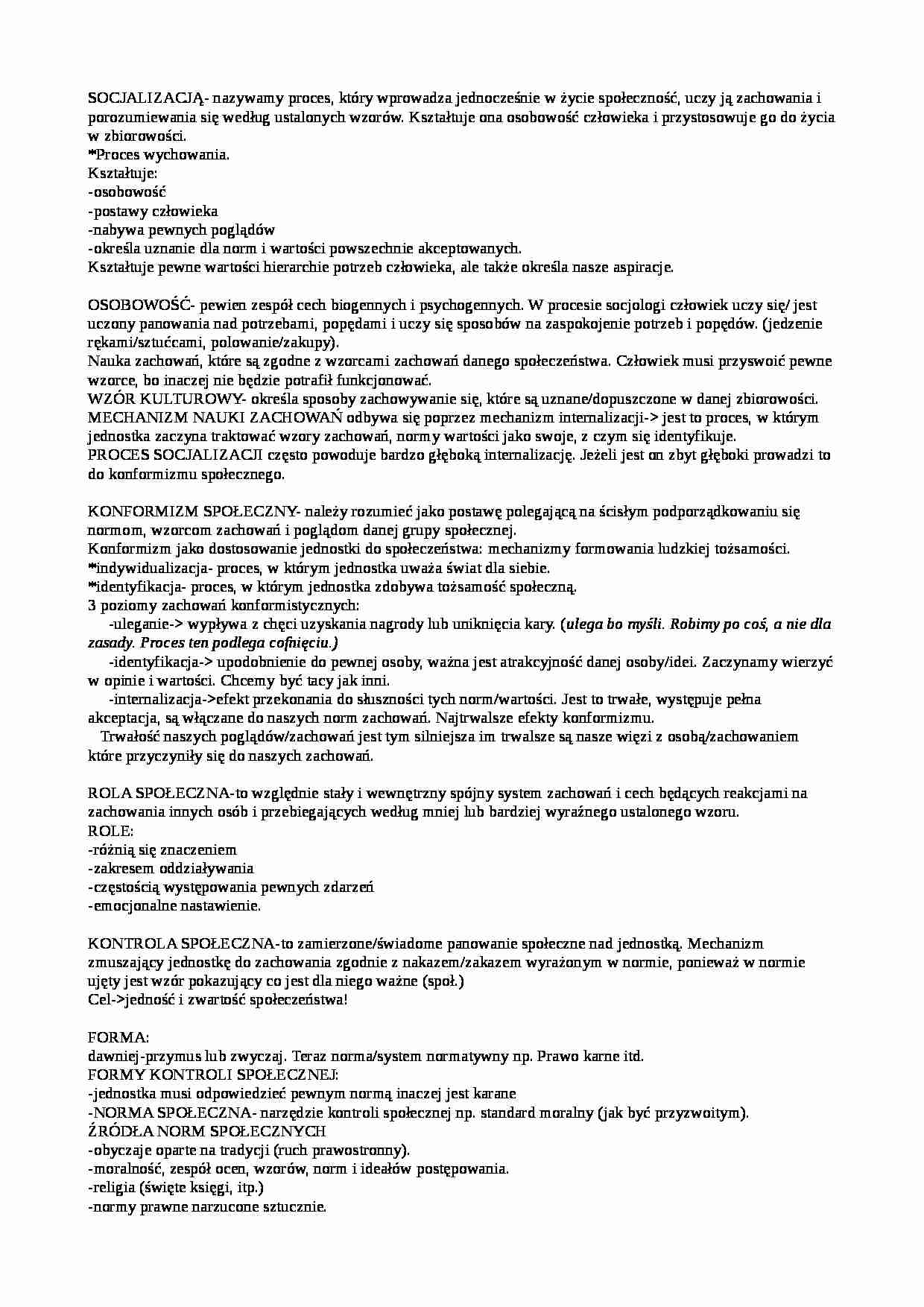 Socjologia notatki - strona 1