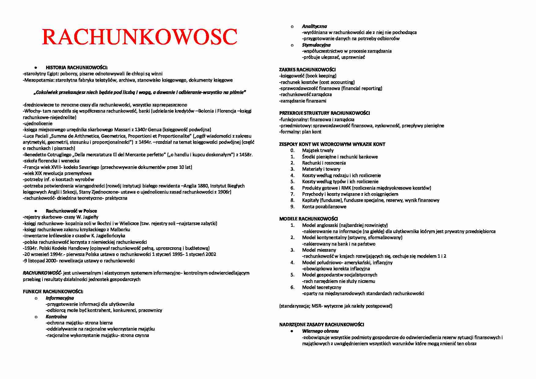 Rachunkowość - wykłady UEK - strona 1