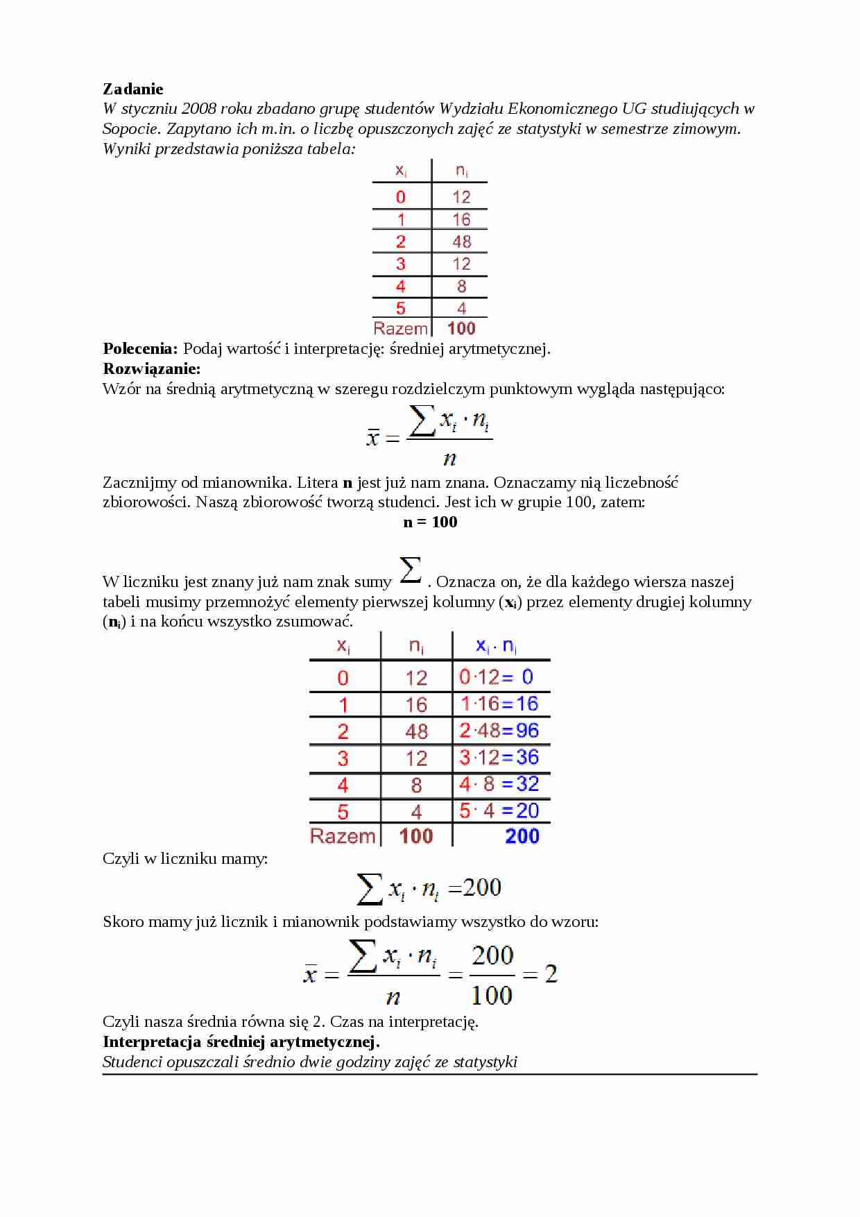 Statystyka opisowa zadania - strona 1
