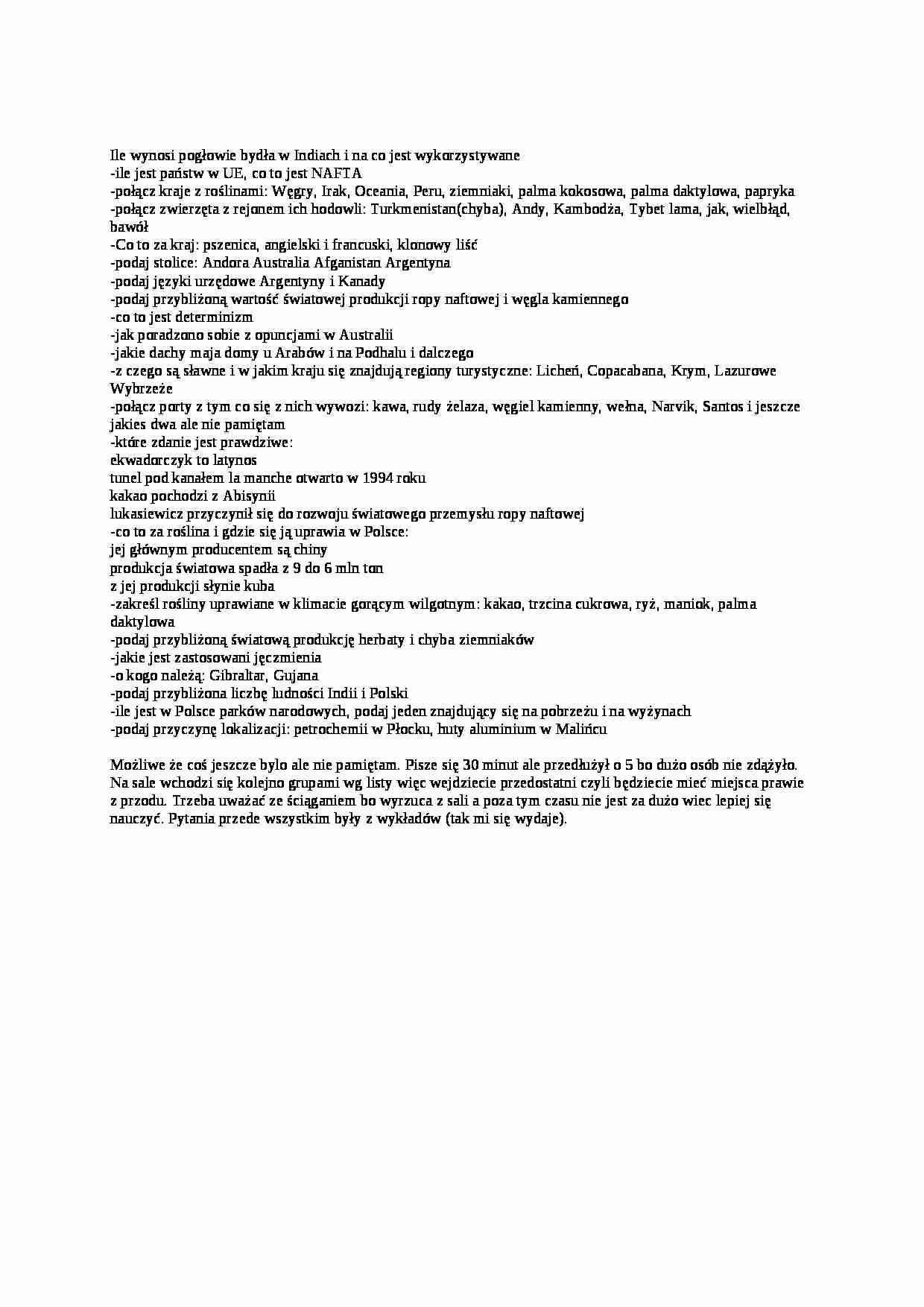 geografia ekonomiczna - pyt z egzaminu - strona 1