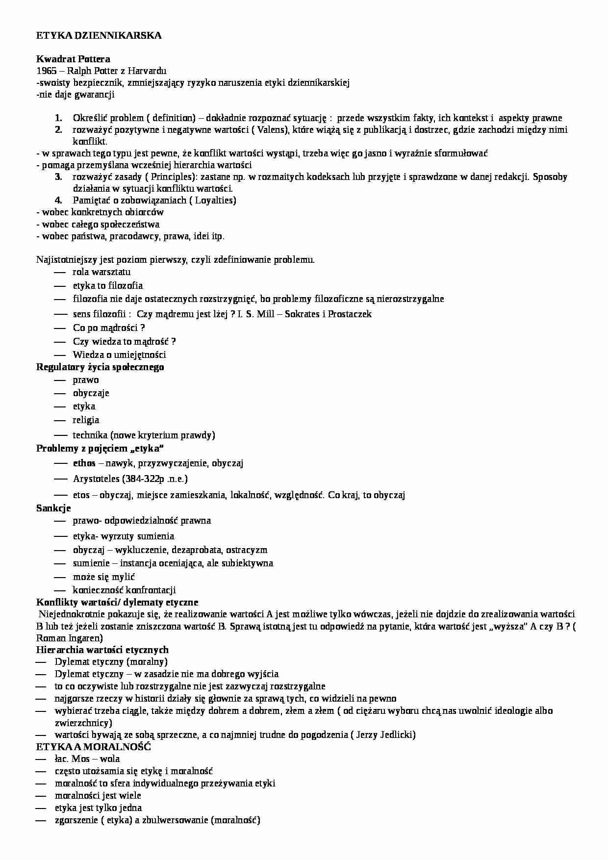 Etyka dziennikarska - strona 1