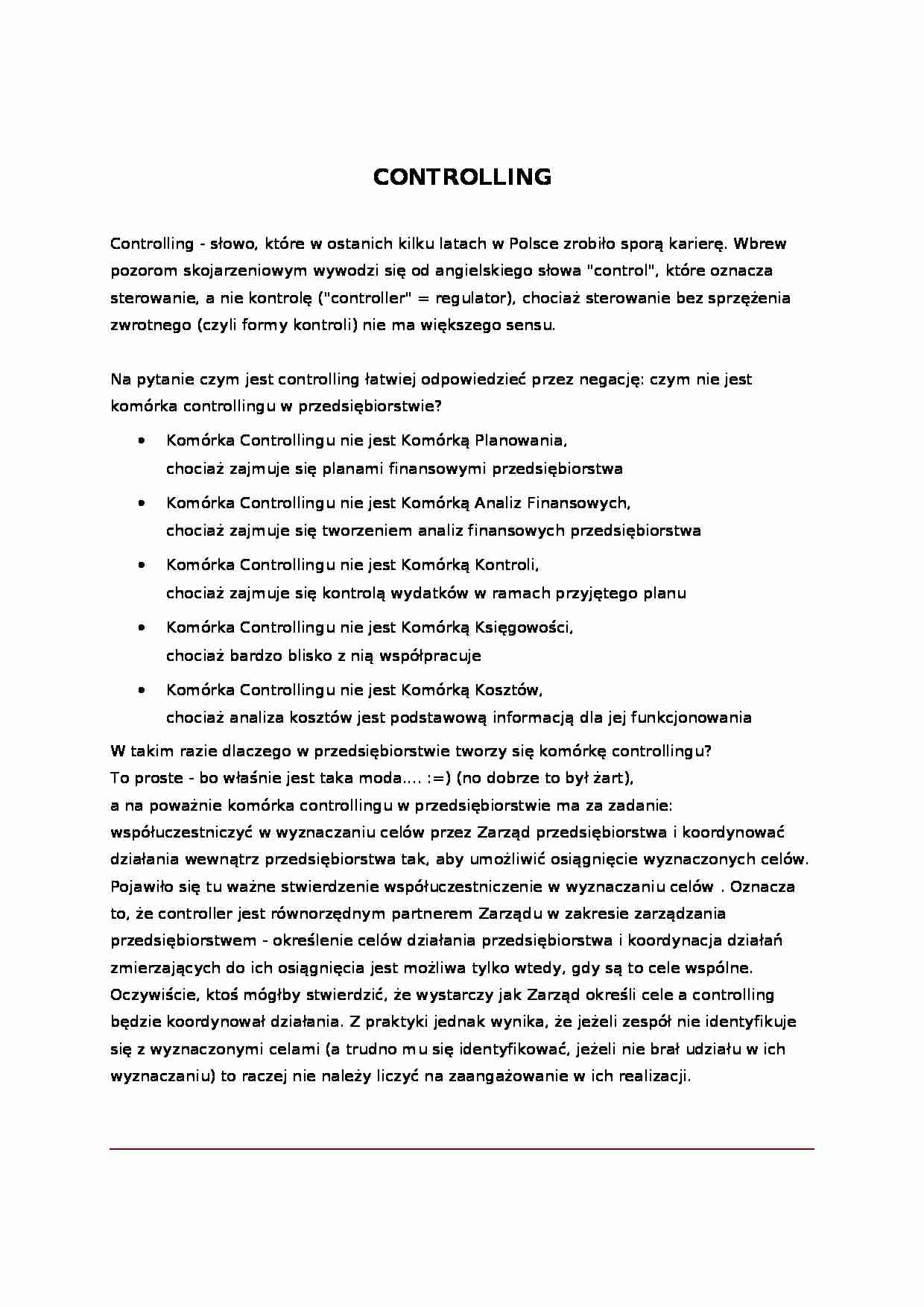 Controlling (9 stron).doc - strona 1