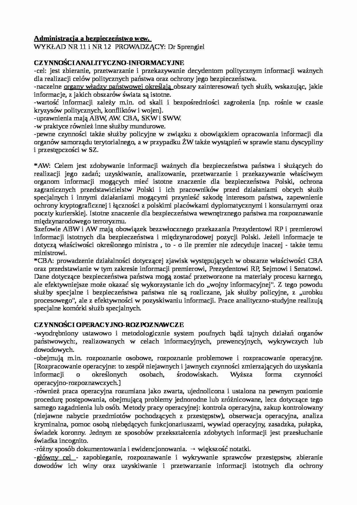 Administracja a bezpieczeństwo wewnętrzne - wykłady - strona 1