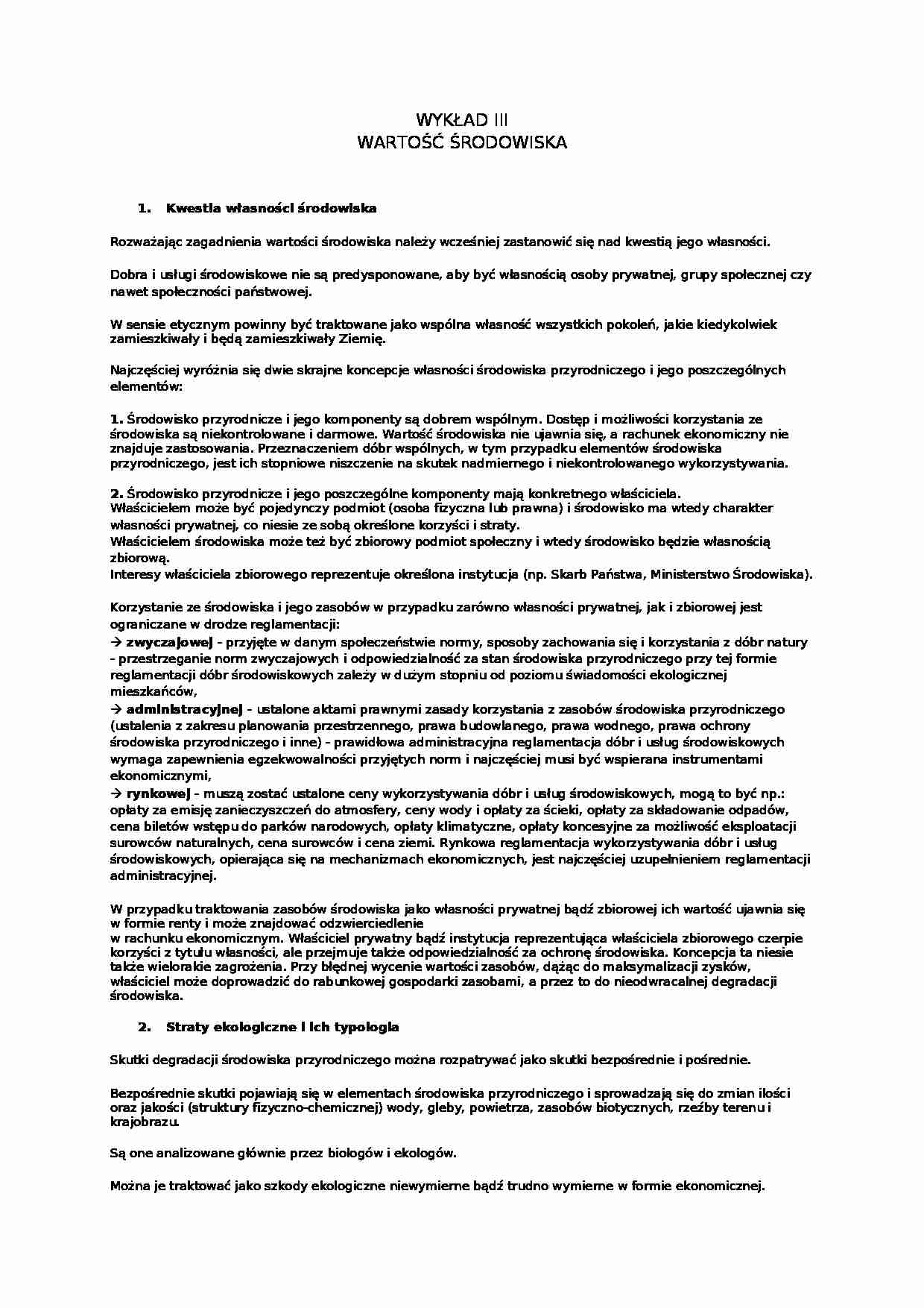 Prawo i ekononomia w ochronie środowiska - wykłady - strona 1