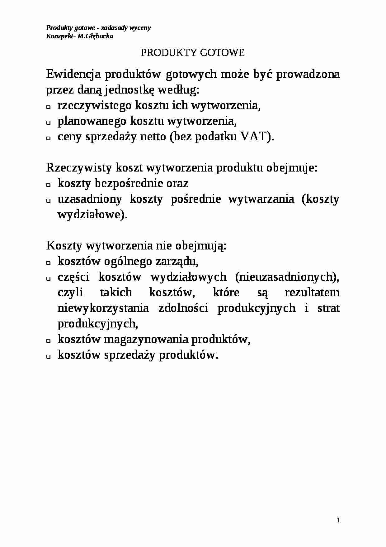 Rachunkowość - Produkty gotowe - strona 1